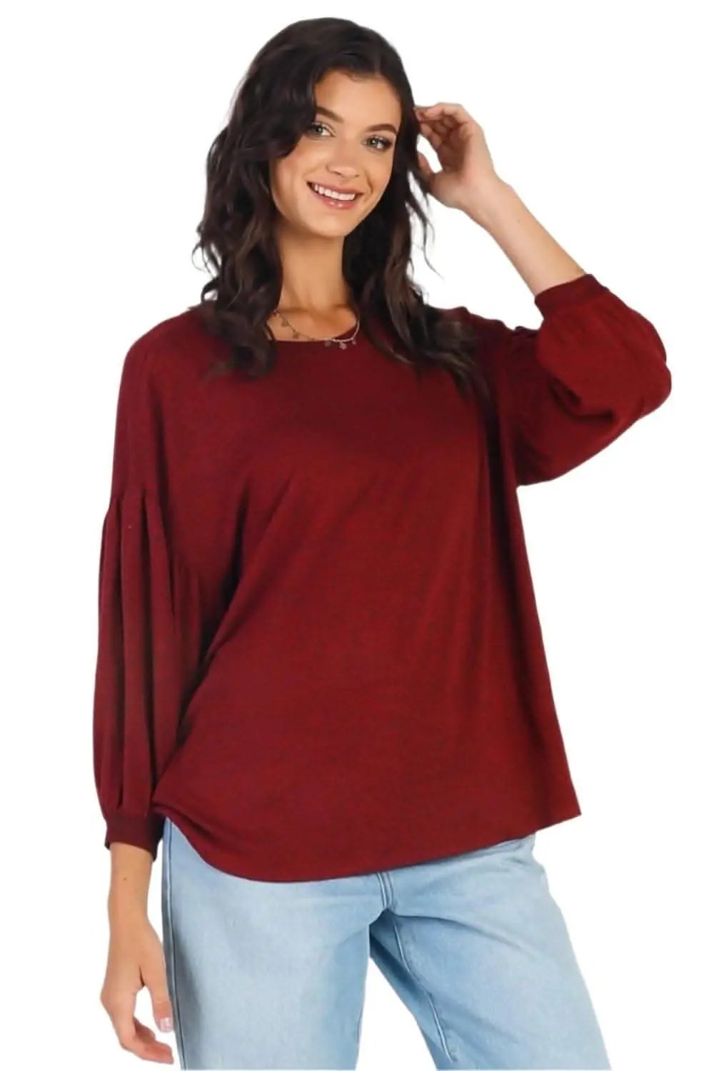 Accessories Love Salve Oatmeal Top Women's Casual Puff Sleeve Blouse Cute & Comfy