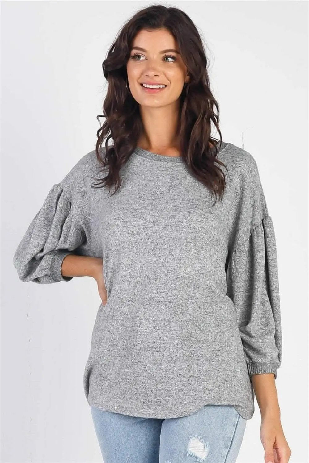 Accessories Love Salve Oatmeal Top Women's Casual Puff Sleeve Blouse Cute & Comfy