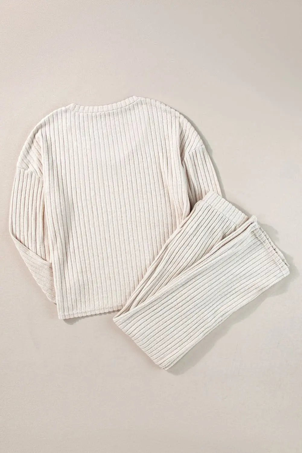 Pants Love Salve Khaki Ribbed Knit Set Women's Loungewear Set Comfy & Casual