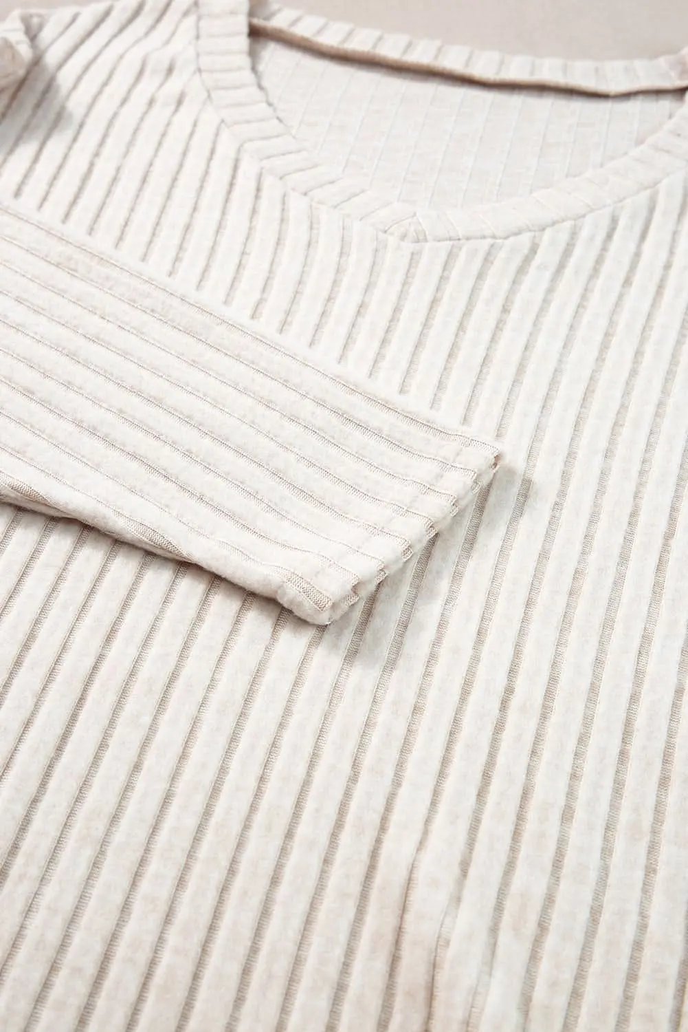 Pants Love Salve Khaki Ribbed Knit Set Women's Loungewear Set Comfy & Casual