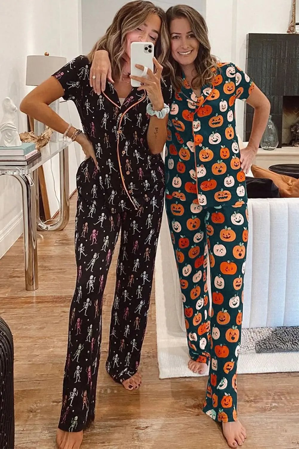 Pants Love Salve Orange Halloween Pajama Set