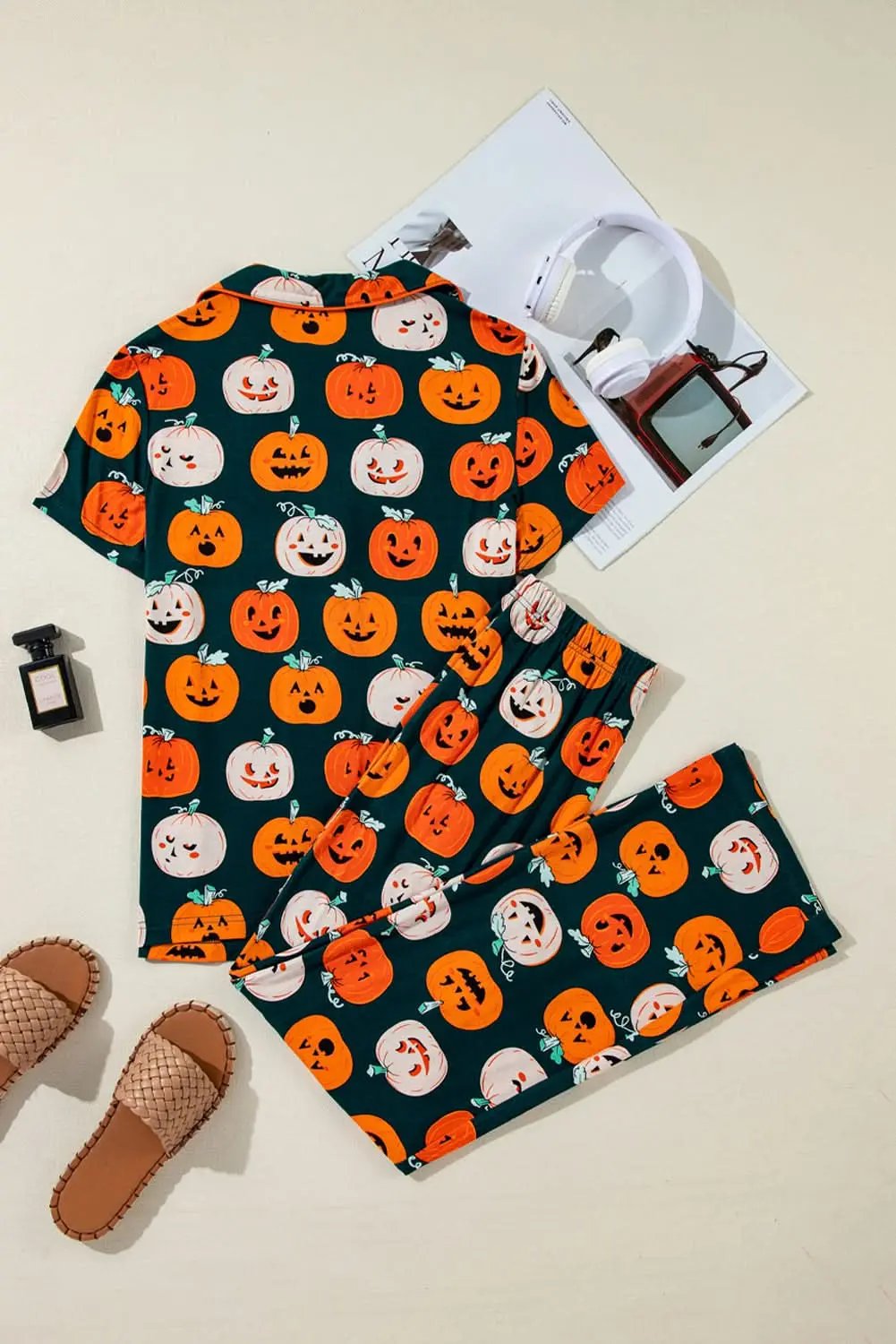 Pants Love Salve Orange Halloween Pajama Set