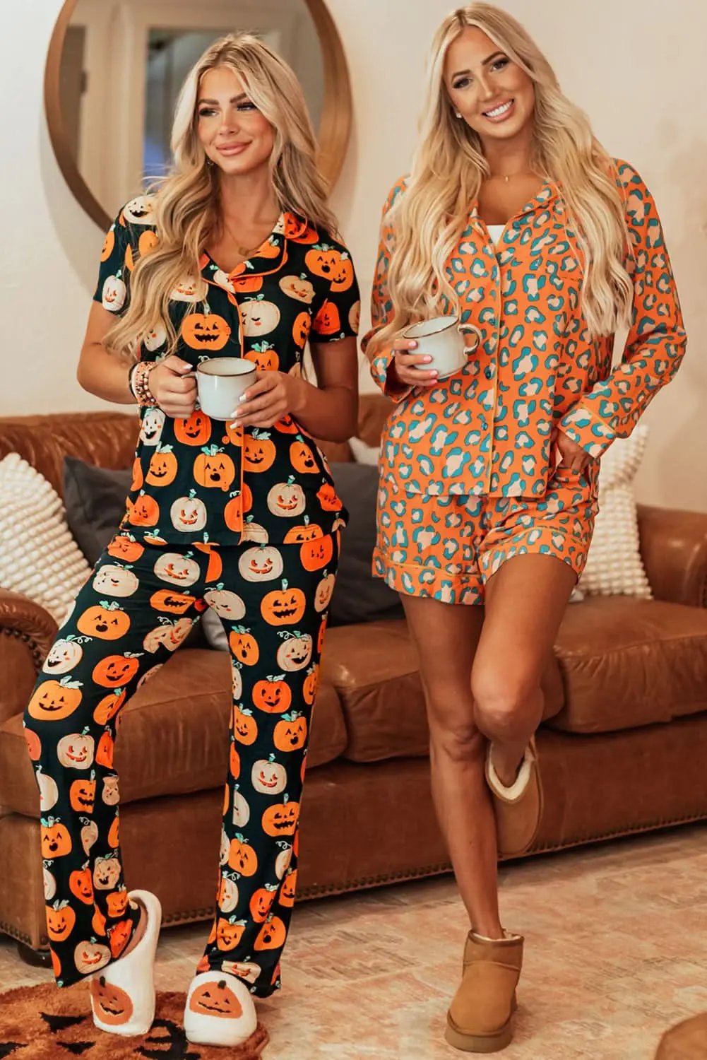 Pants Love Salve Orange Halloween Pajama Set