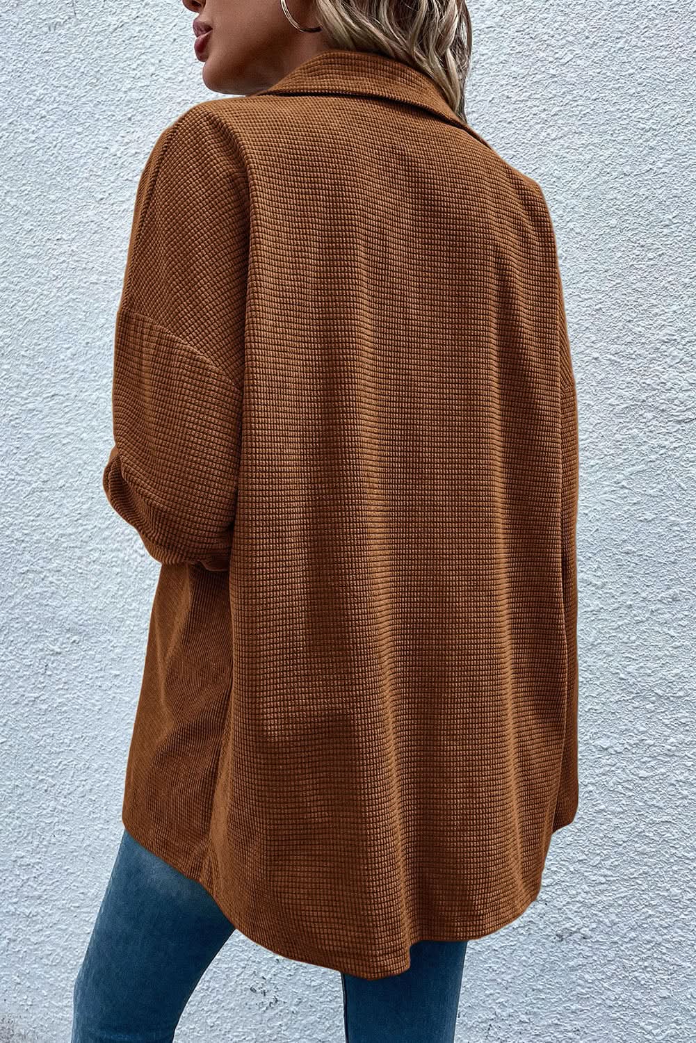 Shorts Love Salve Brown textured shacket with pockets
