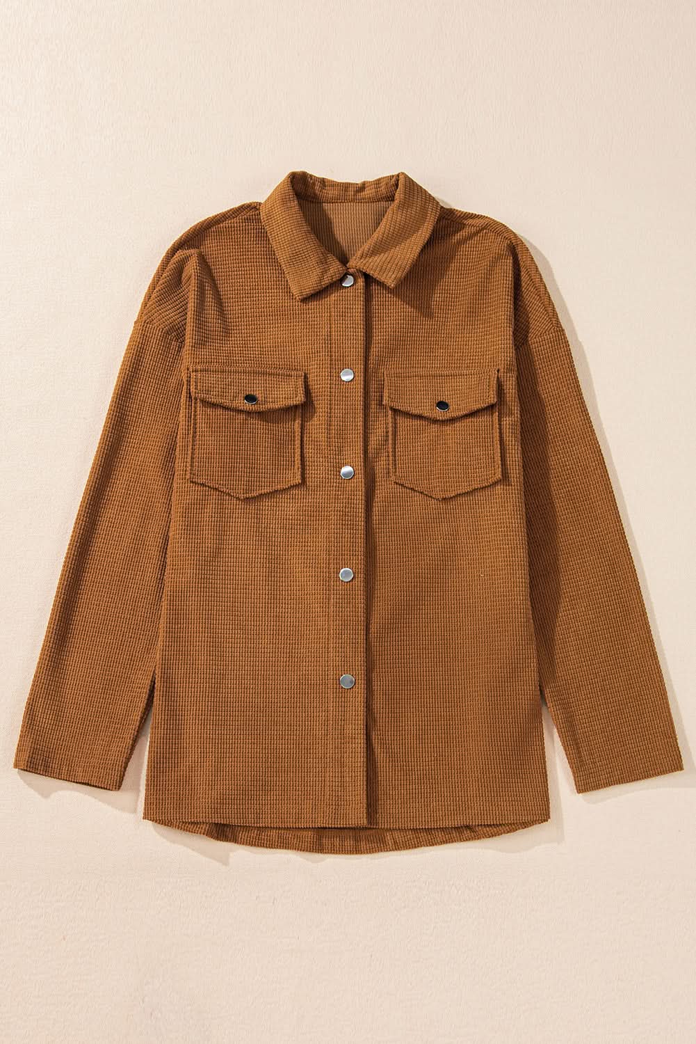 Shorts Love Salve Brown textured shacket with pockets