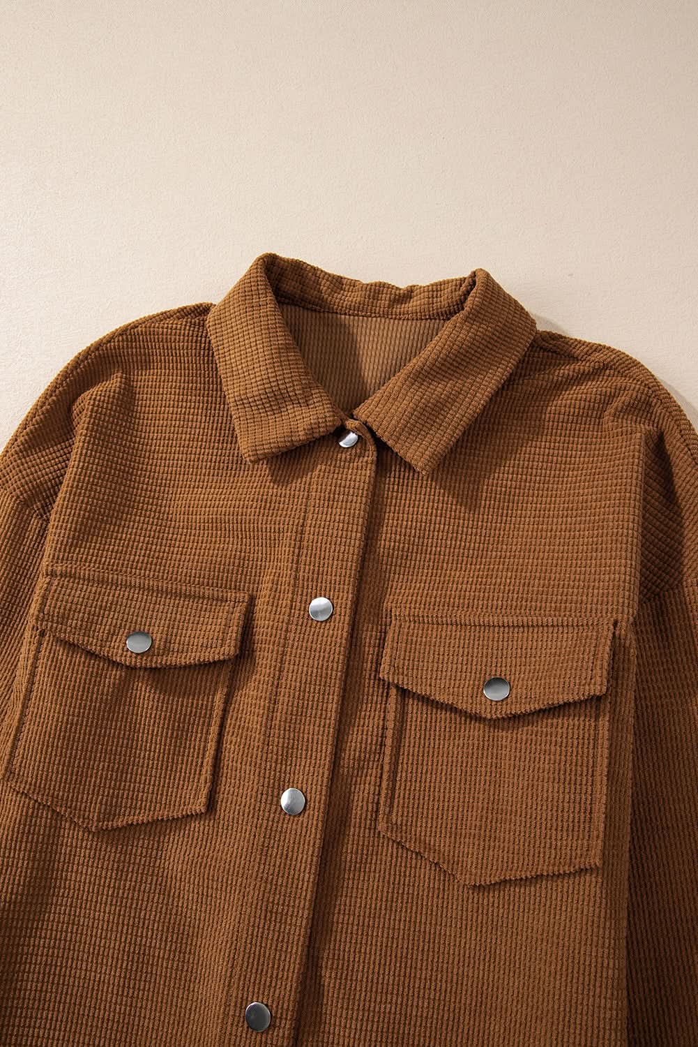 Shorts Love Salve Brown textured shacket with pockets