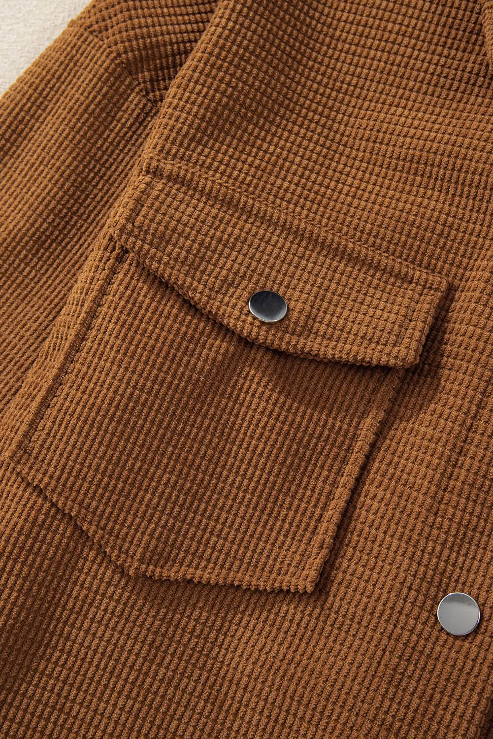 Shorts Love Salve Brown textured shacket with pockets