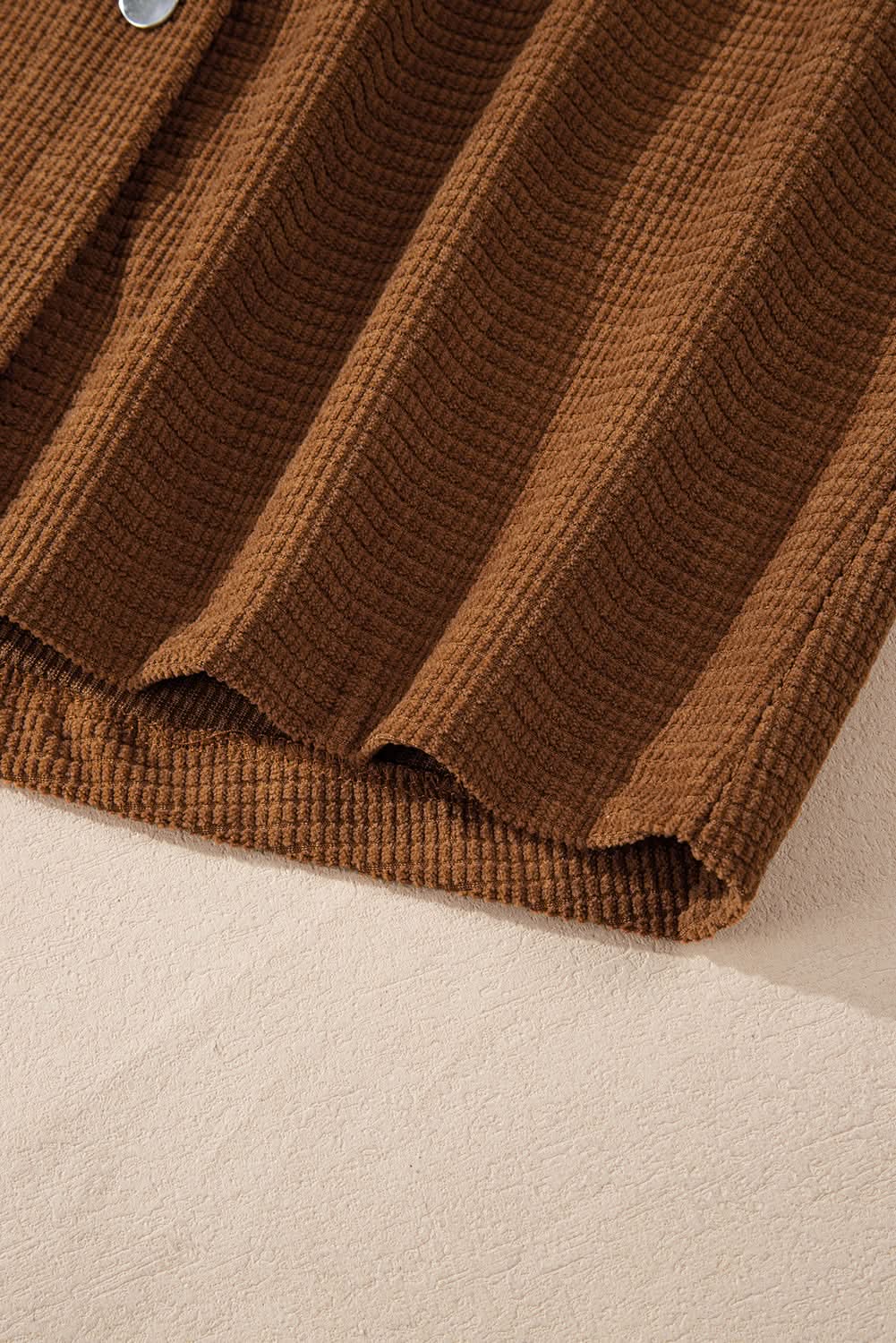 Shorts Love Salve Brown textured shacket with pockets