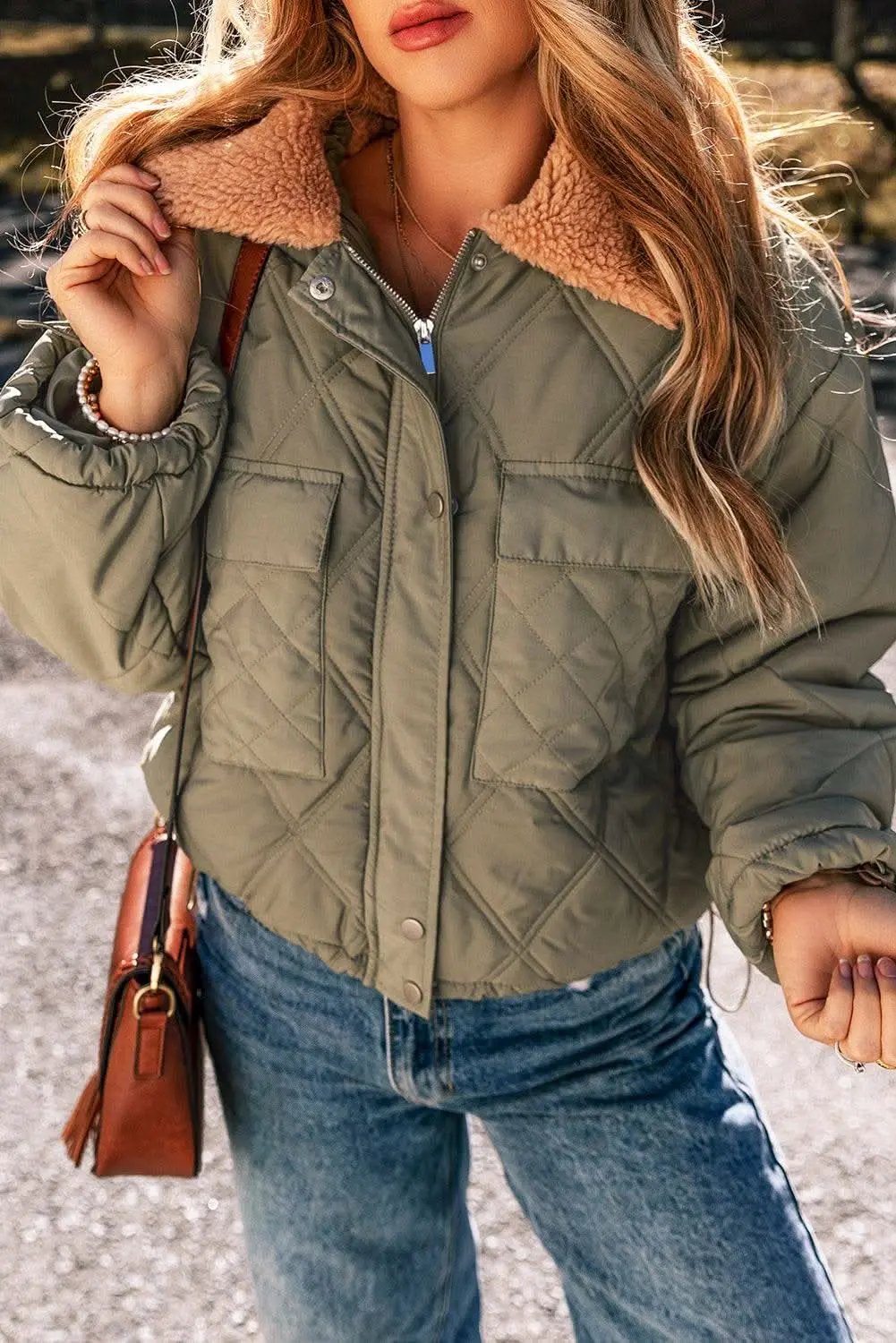Jackets Love Salve Green Puffer Jacket Women's Winter Wear Warm & Cozy Casual Coat