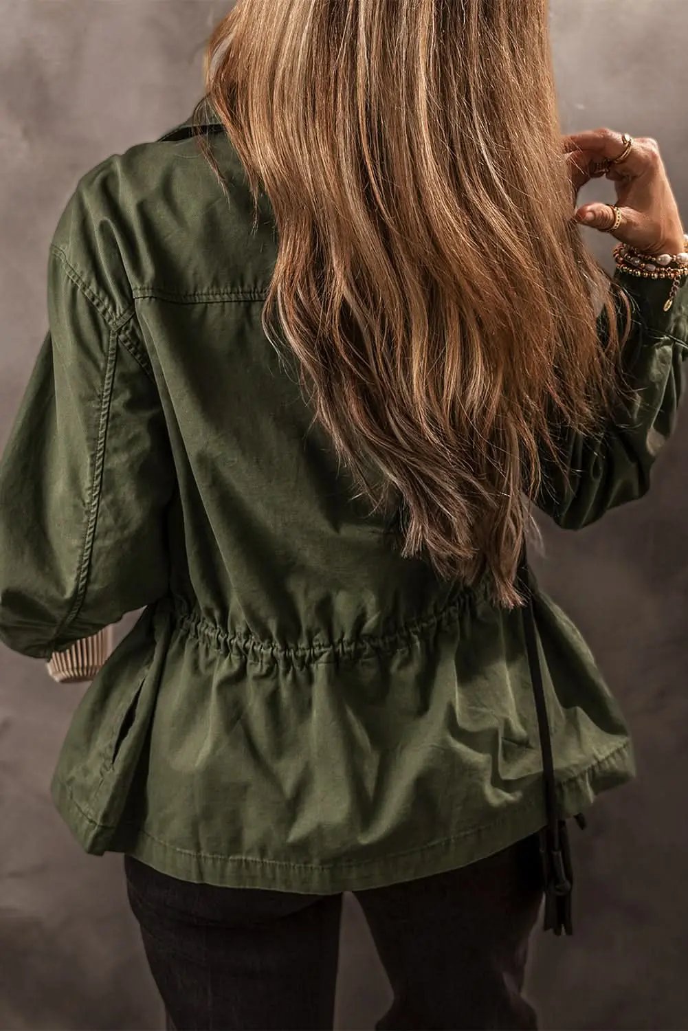 Jackets Love Salve Moss green collared jacket for women