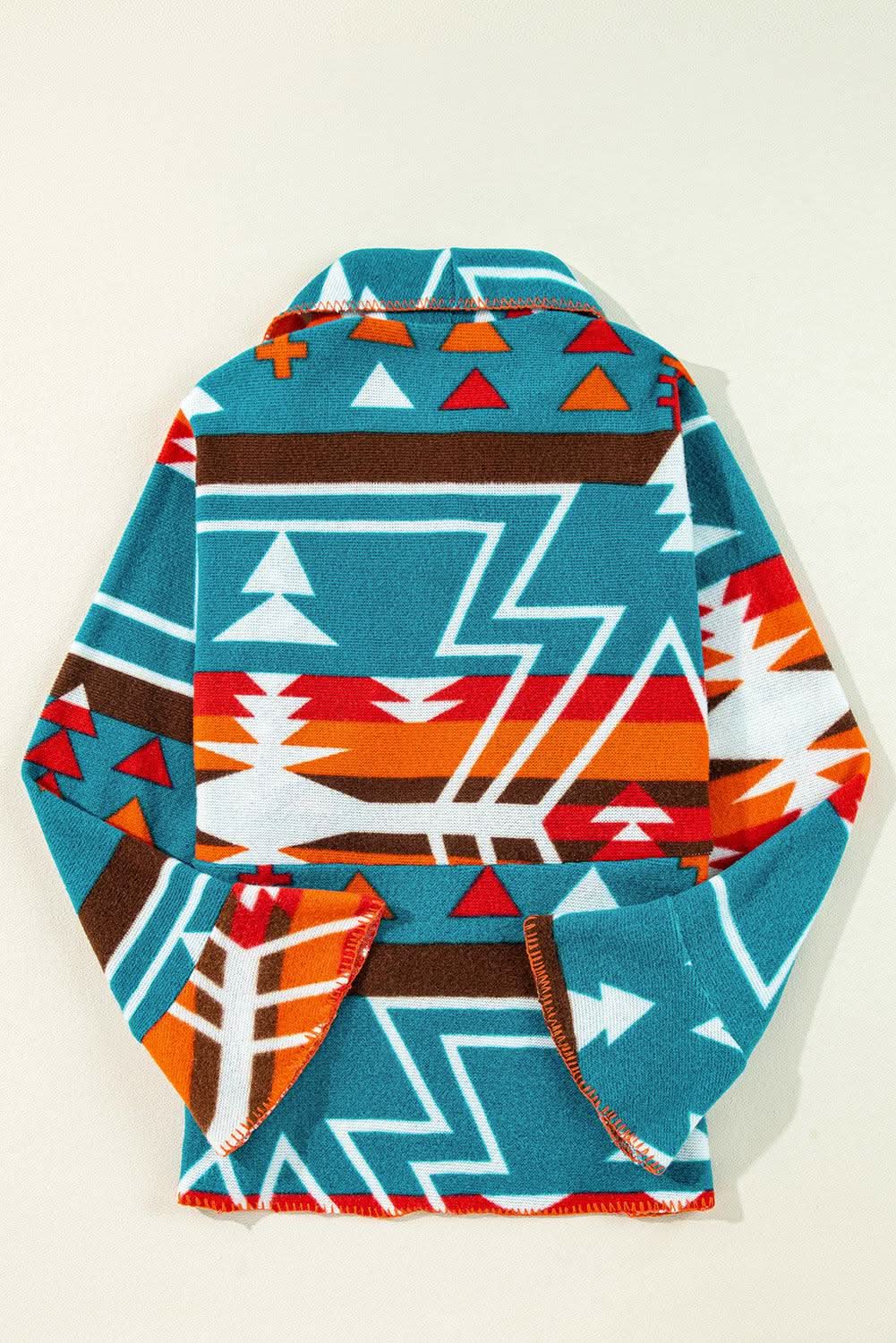 Jackets Love Salve Sky blue aztec bell sleeve jacket