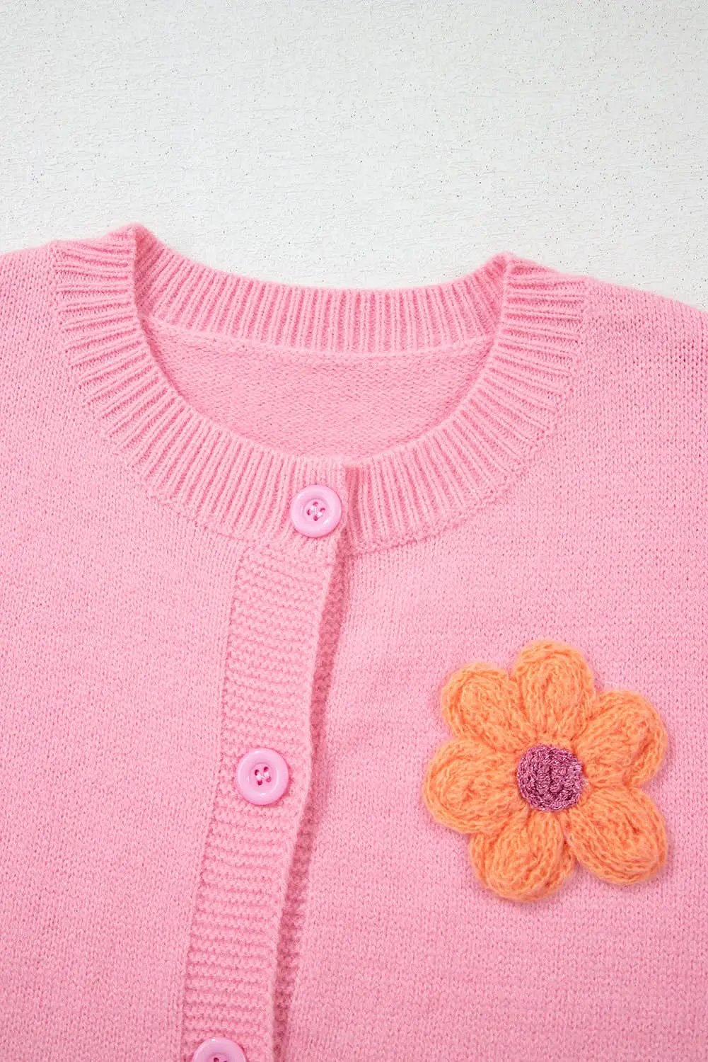 Sweaters Love Salve Chic pink floral button cardigan