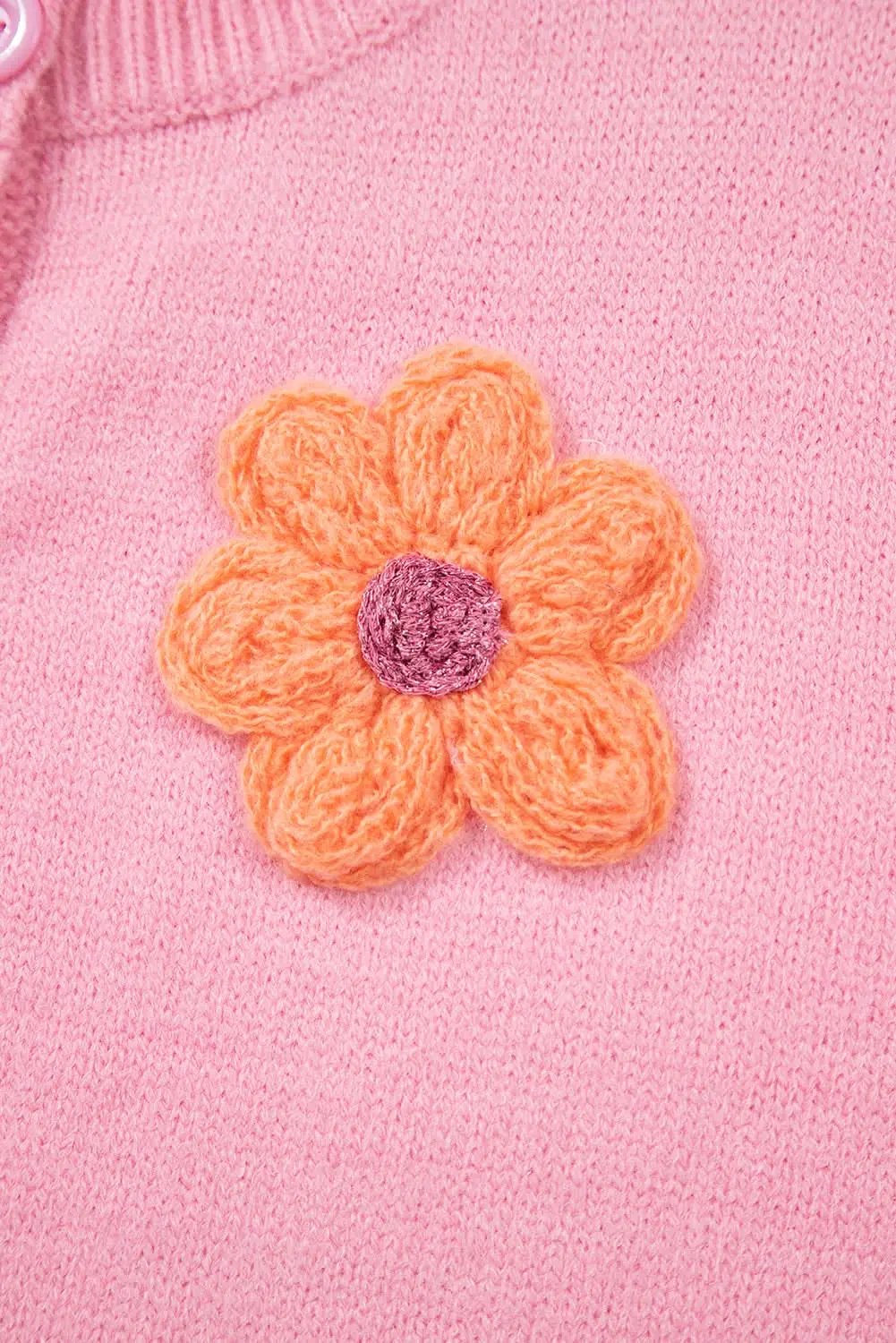 Sweaters Love Salve Chic pink floral button cardigan