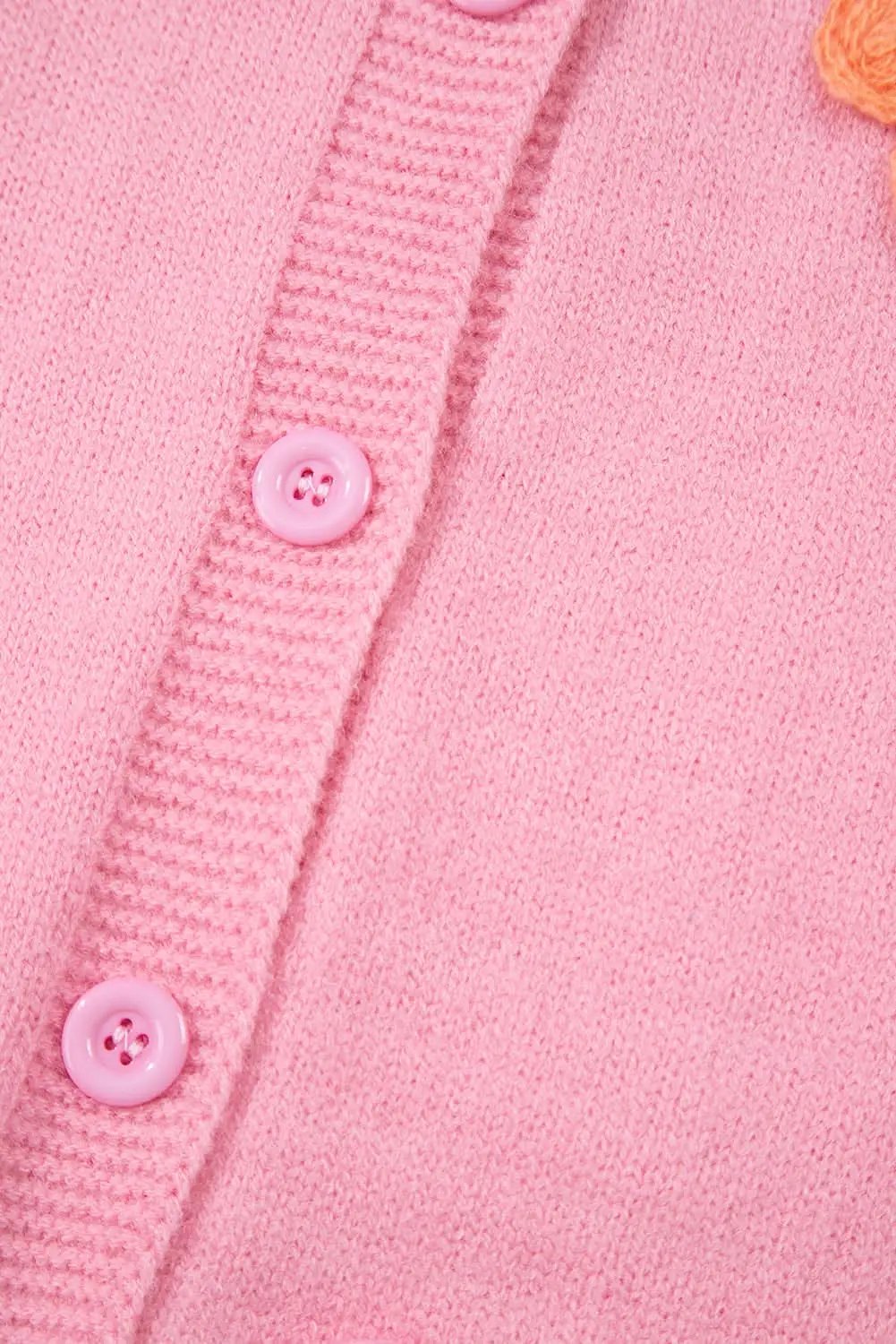 Sweaters Love Salve Chic pink floral button cardigan