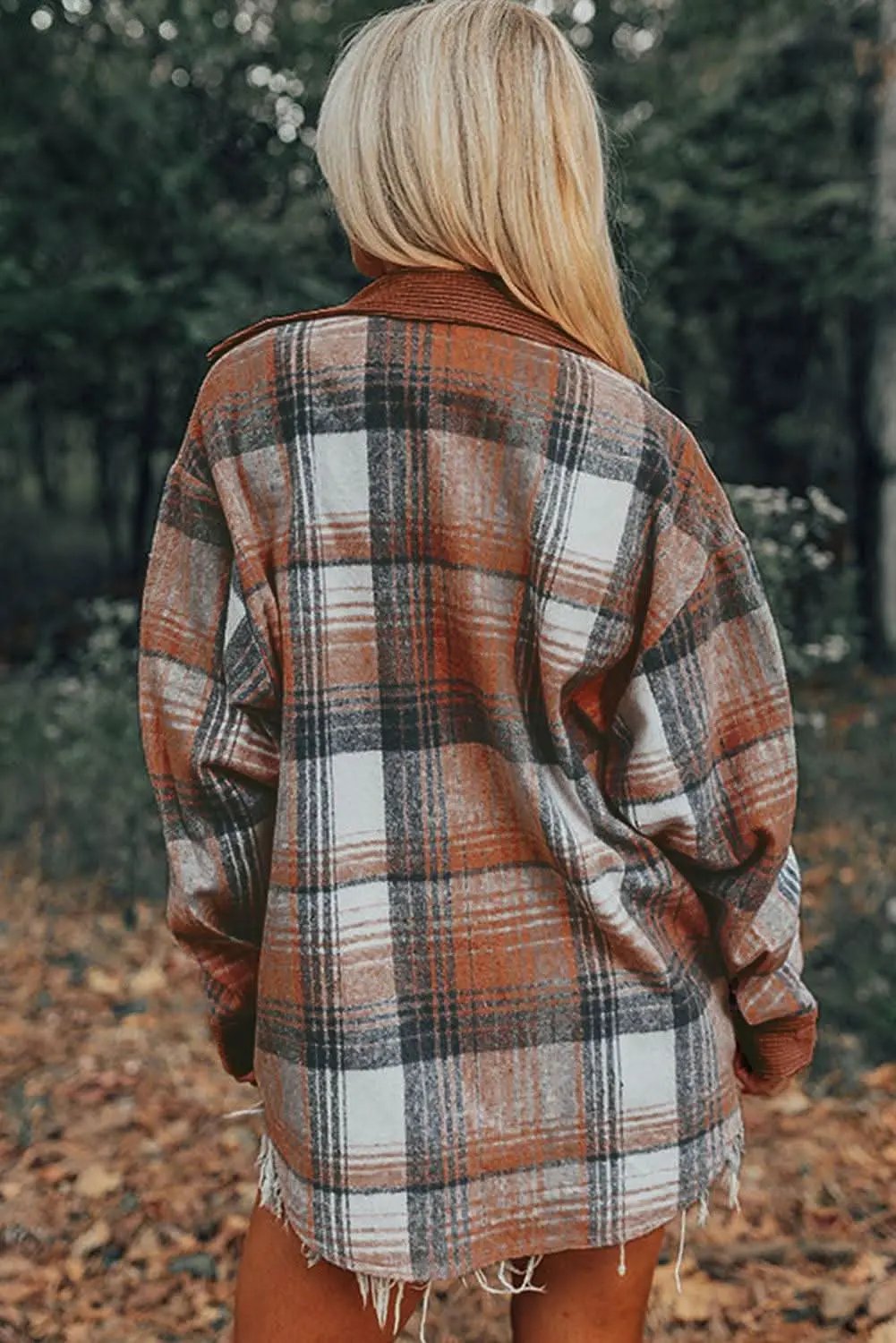 Outerwear/Plaid Shackets Love Salve Cinnamon plaid corduroy shacket