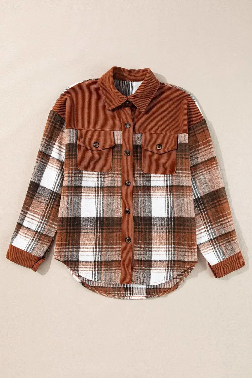 Outerwear/Plaid Shackets Love Salve Cinnamon plaid corduroy shacket