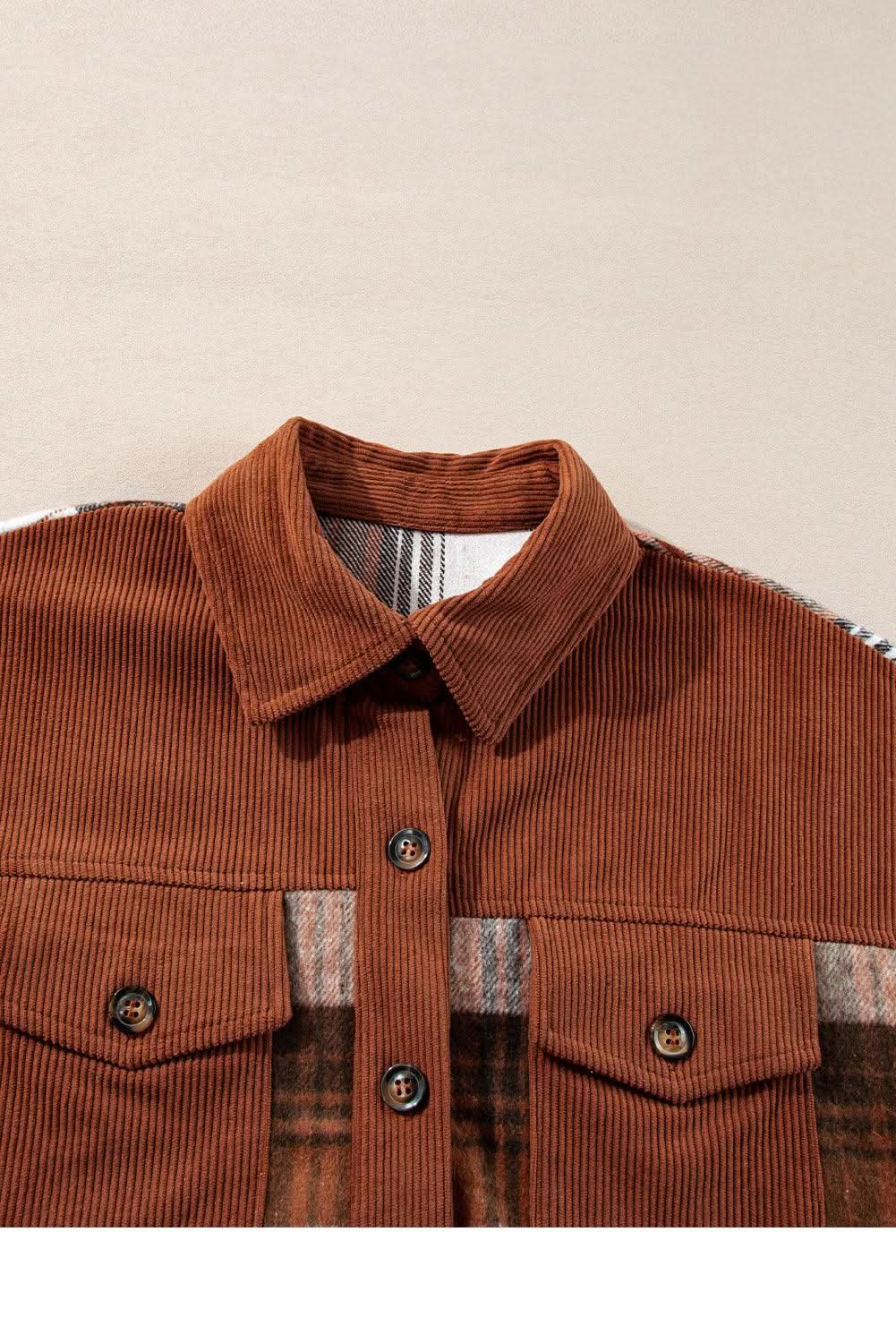 Outerwear/Plaid Shackets Love Salve Cinnamon plaid corduroy shacket