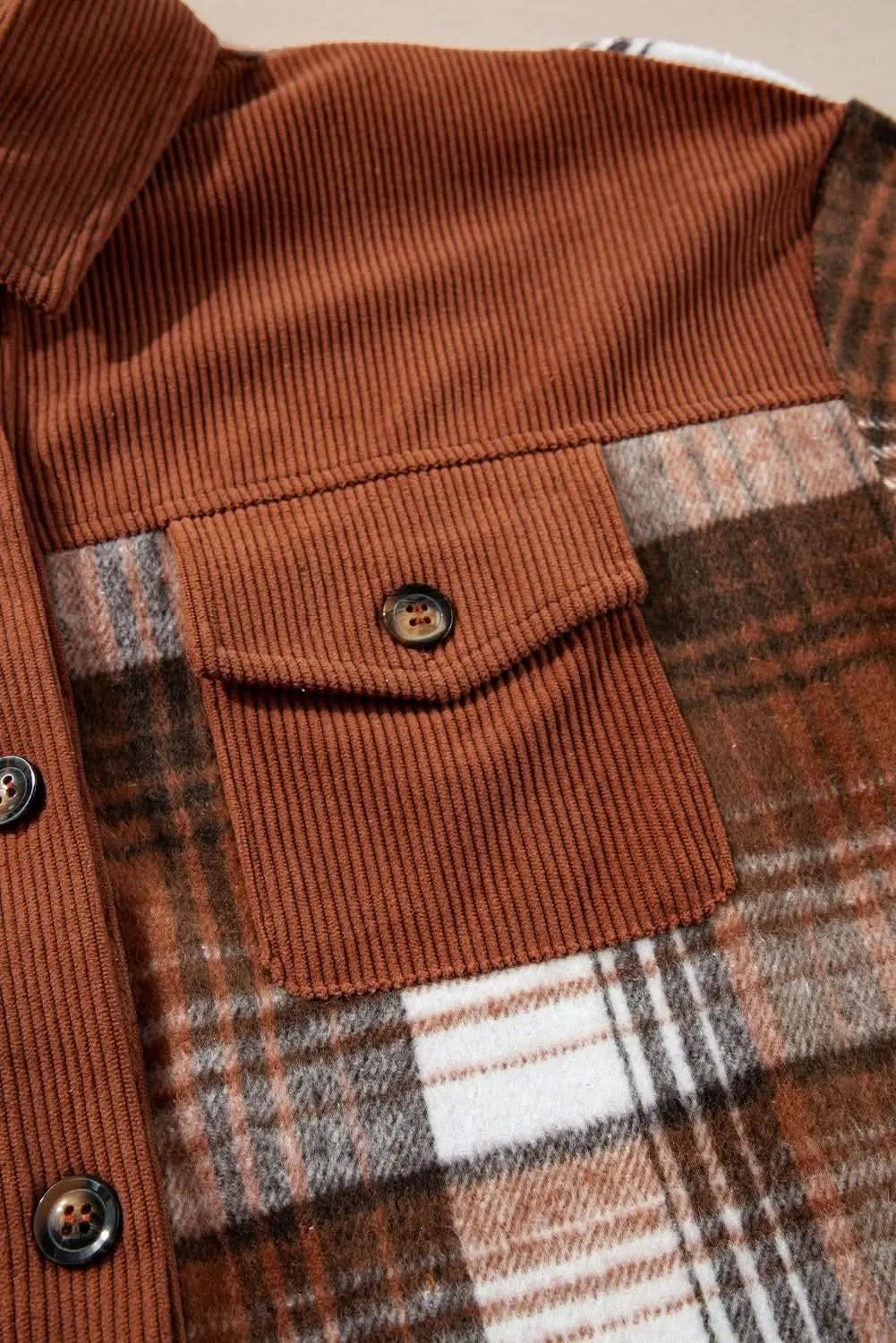 Outerwear/Plaid Shackets Love Salve Cinnamon plaid corduroy shacket