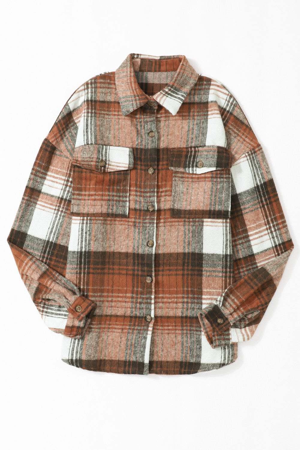 Accessories Love Salve Brown Plaid Flap Pockets Shacket