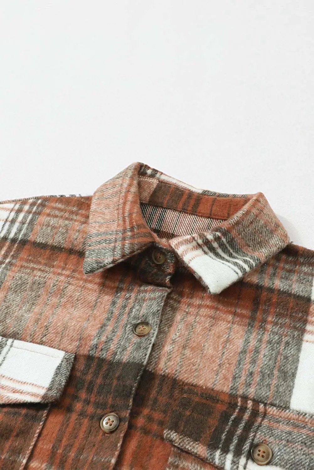 Accessories Love Salve Brown Plaid Flap Pockets Shacket