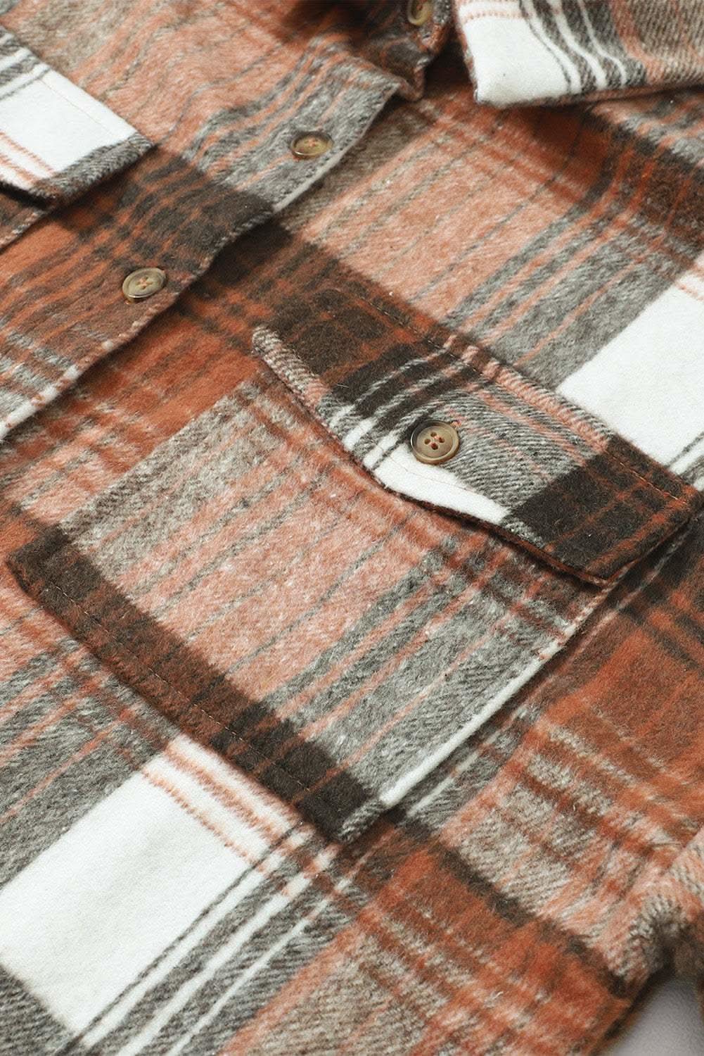 Accessories Love Salve Brown Plaid Flap Pockets Shacket