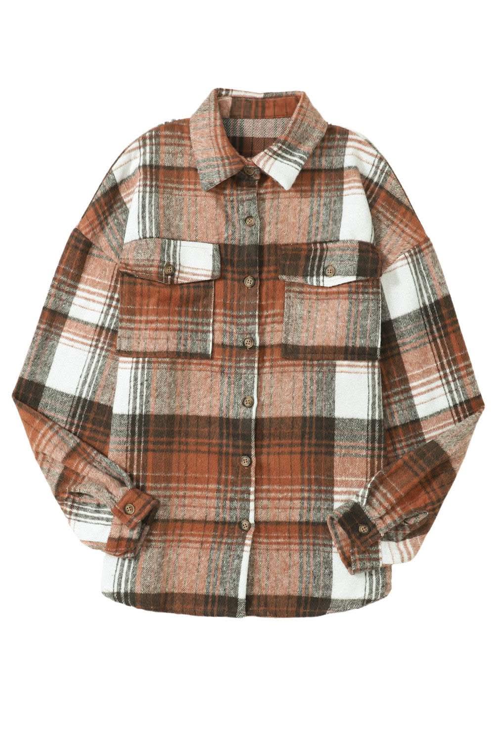 Accessories Love Salve Brown Plaid Flap Pockets Shacket