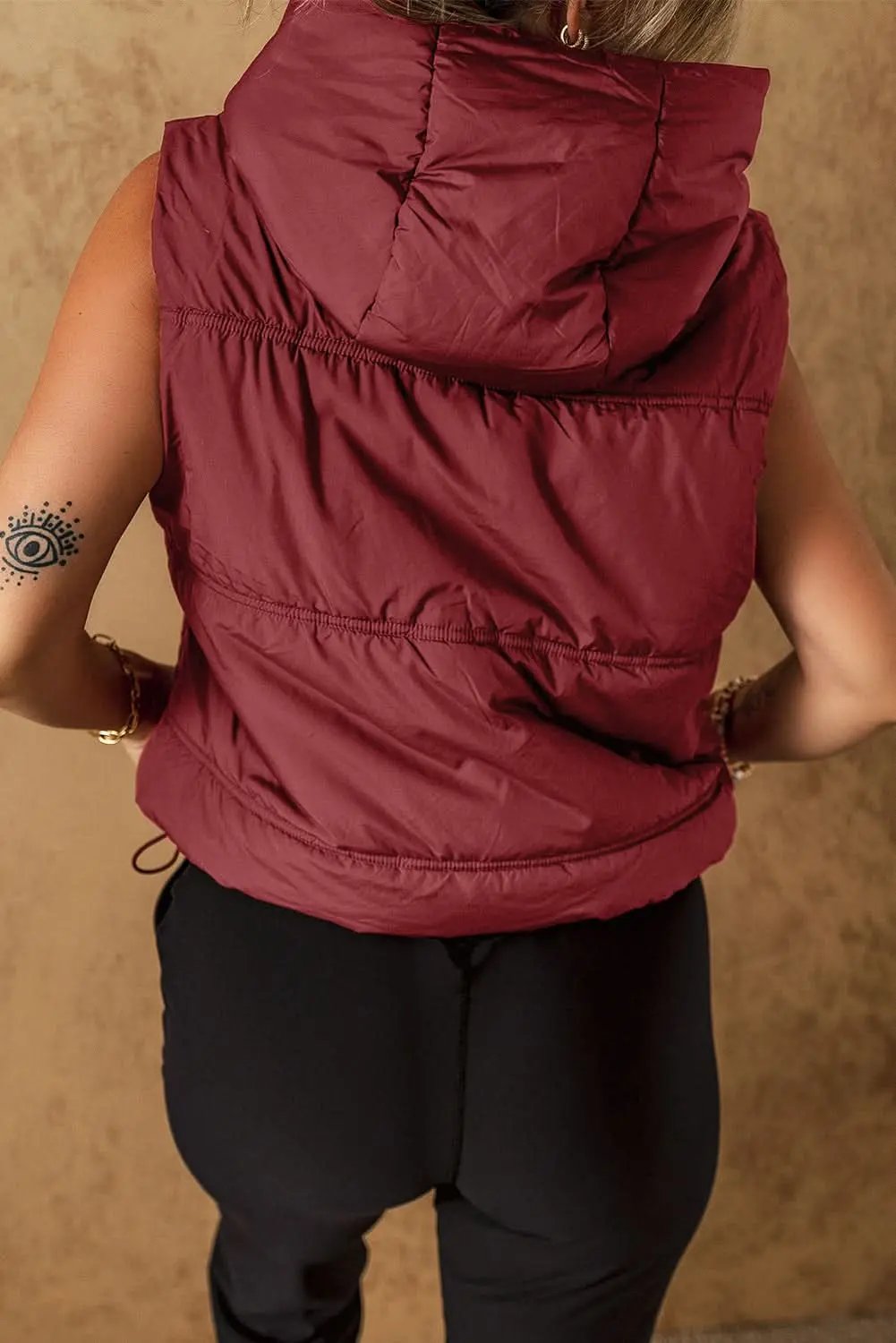 Outerwear/Vests Love Salve Clay hooded puffer vest with pockets