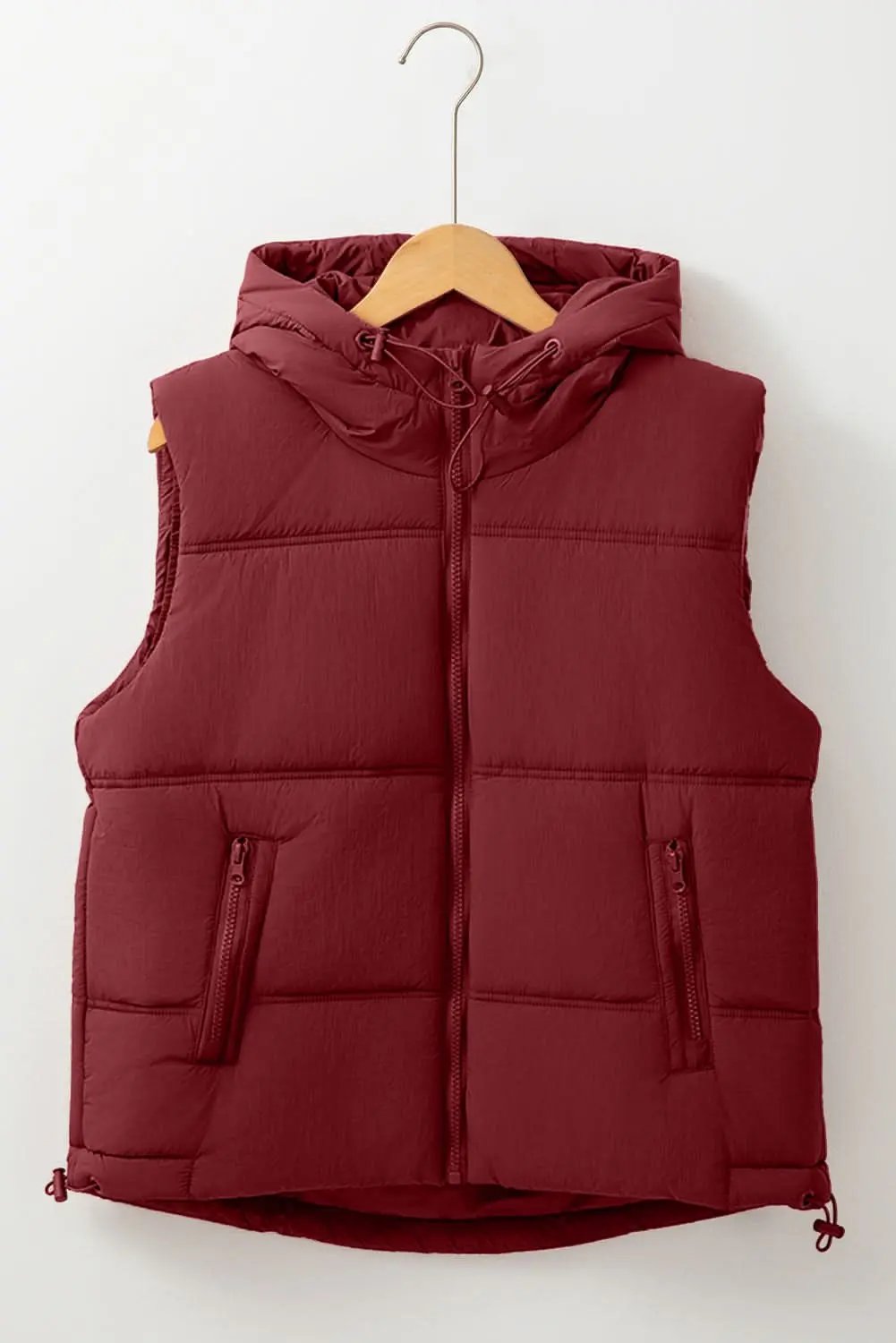 Outerwear/Vests Love Salve Clay hooded puffer vest with pockets