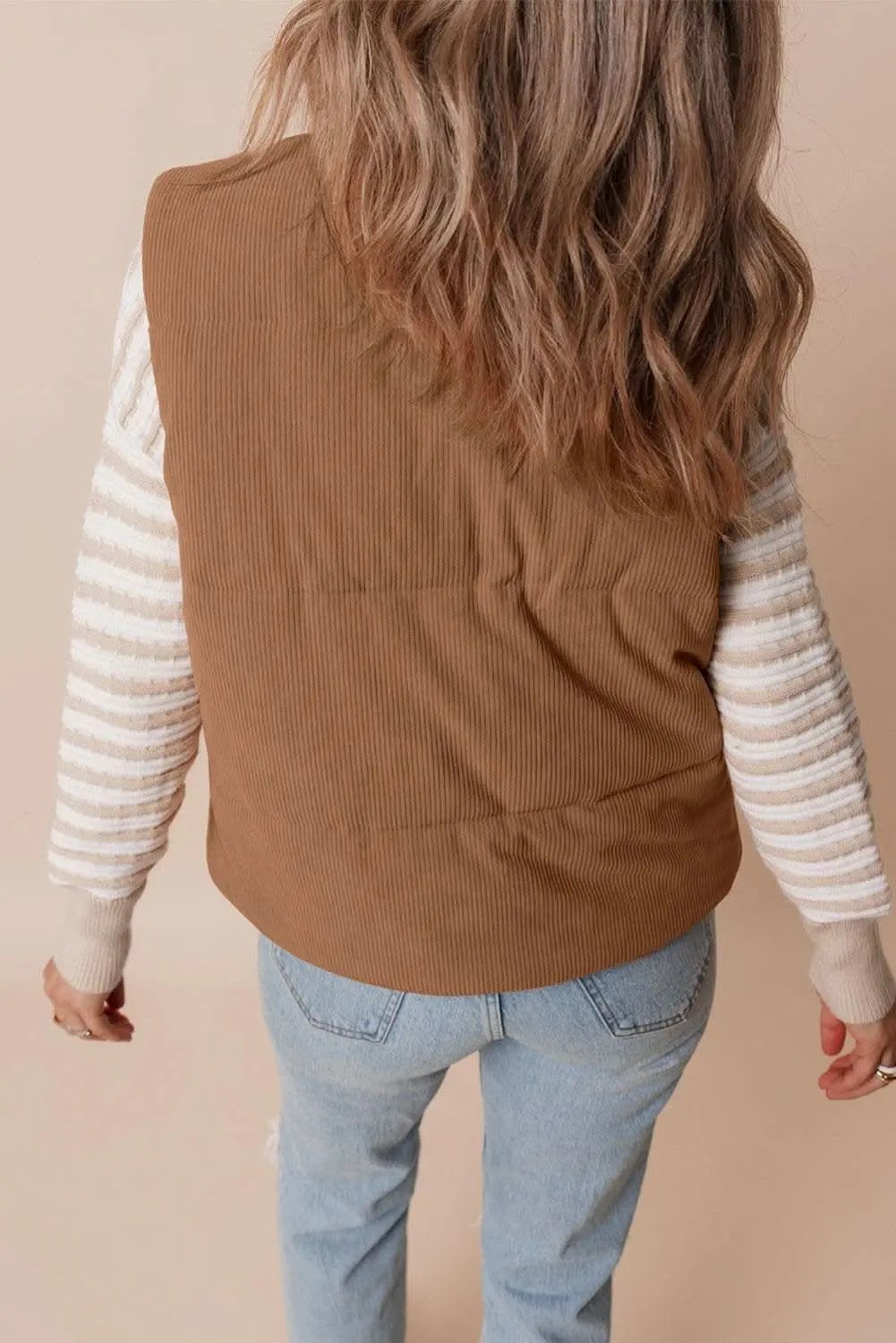 Outerwear/Vests Love Salve Cozy coffee corduroy vest