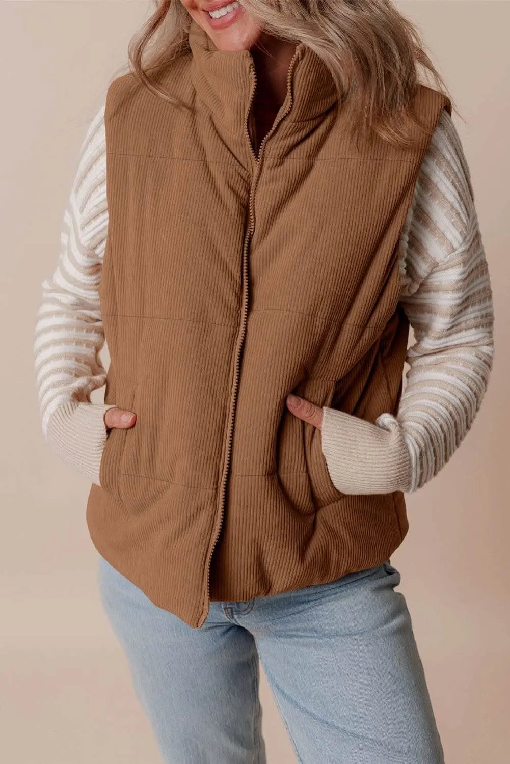 Outerwear/Vests Love Salve Cozy coffee corduroy vest