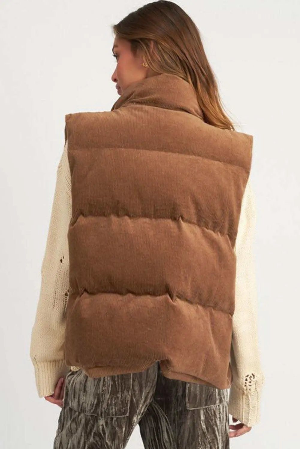 Outerwear/Vests Love Salve Cozy coffee corduroy vest