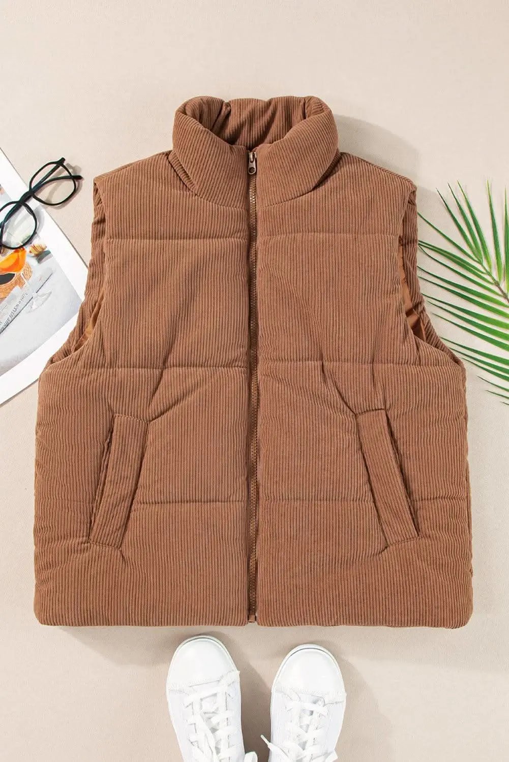 Outerwear/Vests Love Salve Cozy coffee corduroy vest