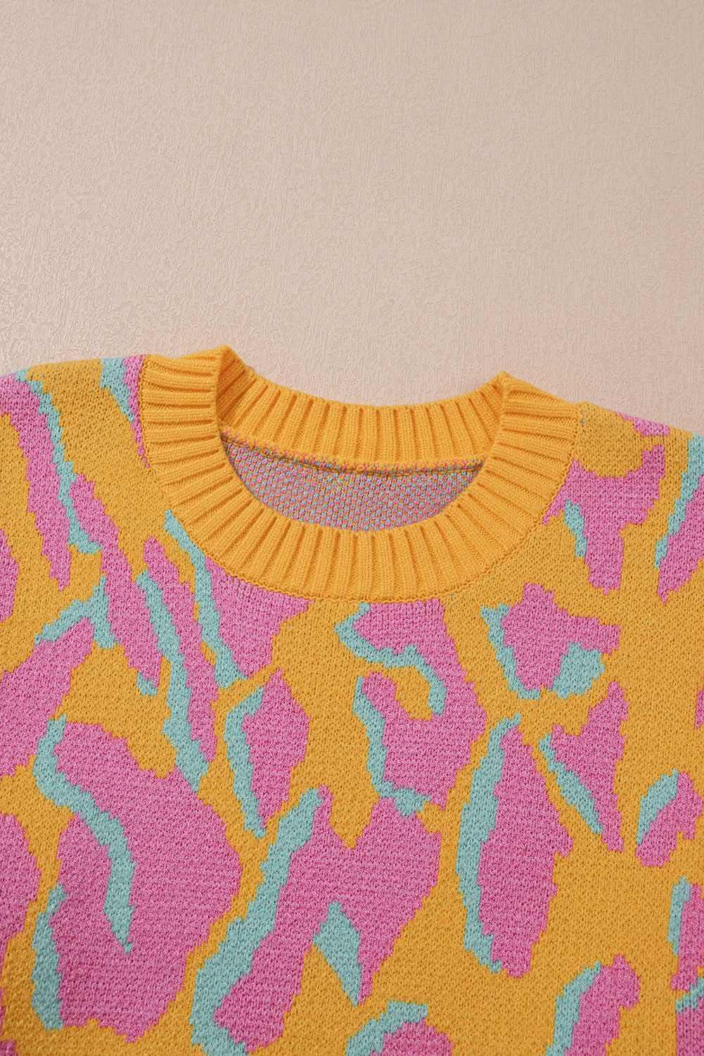 Sweaters Love Salve Pink Leopard Plus Size Women's Sweater - Daily Winter Style, Comfy Fit