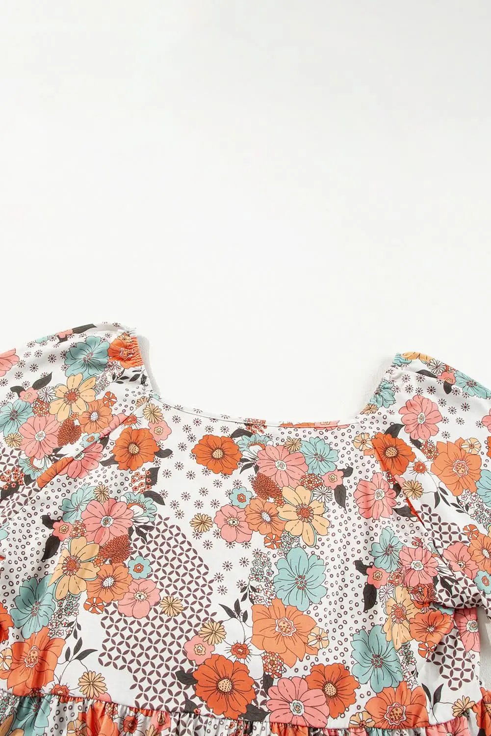 Love Salve Khaki Floral Peplum Blouse — Plus Size Women's Top
