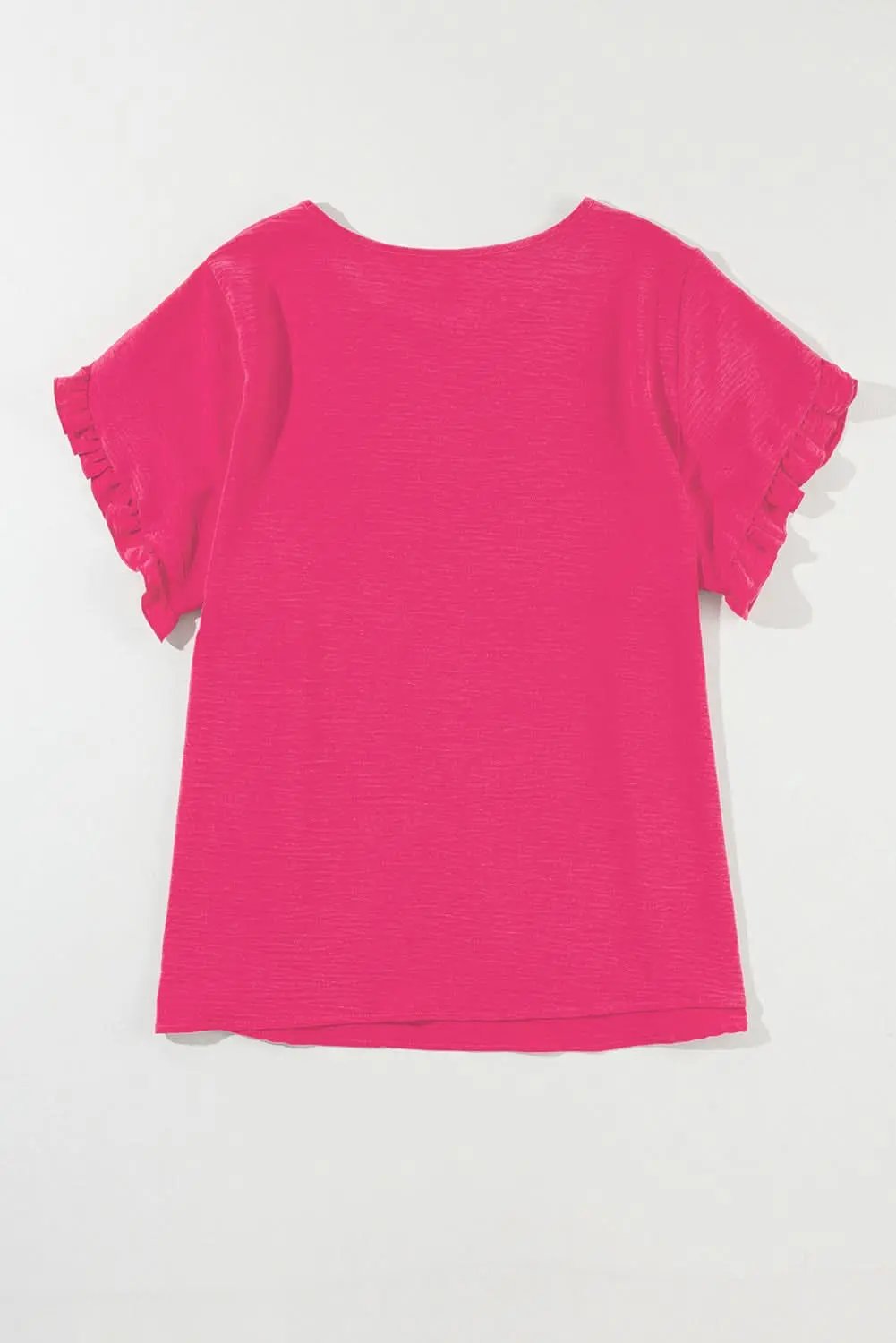 Pants Love Salve Bright Pink Ruffled Short Sleeve Plus Size Top