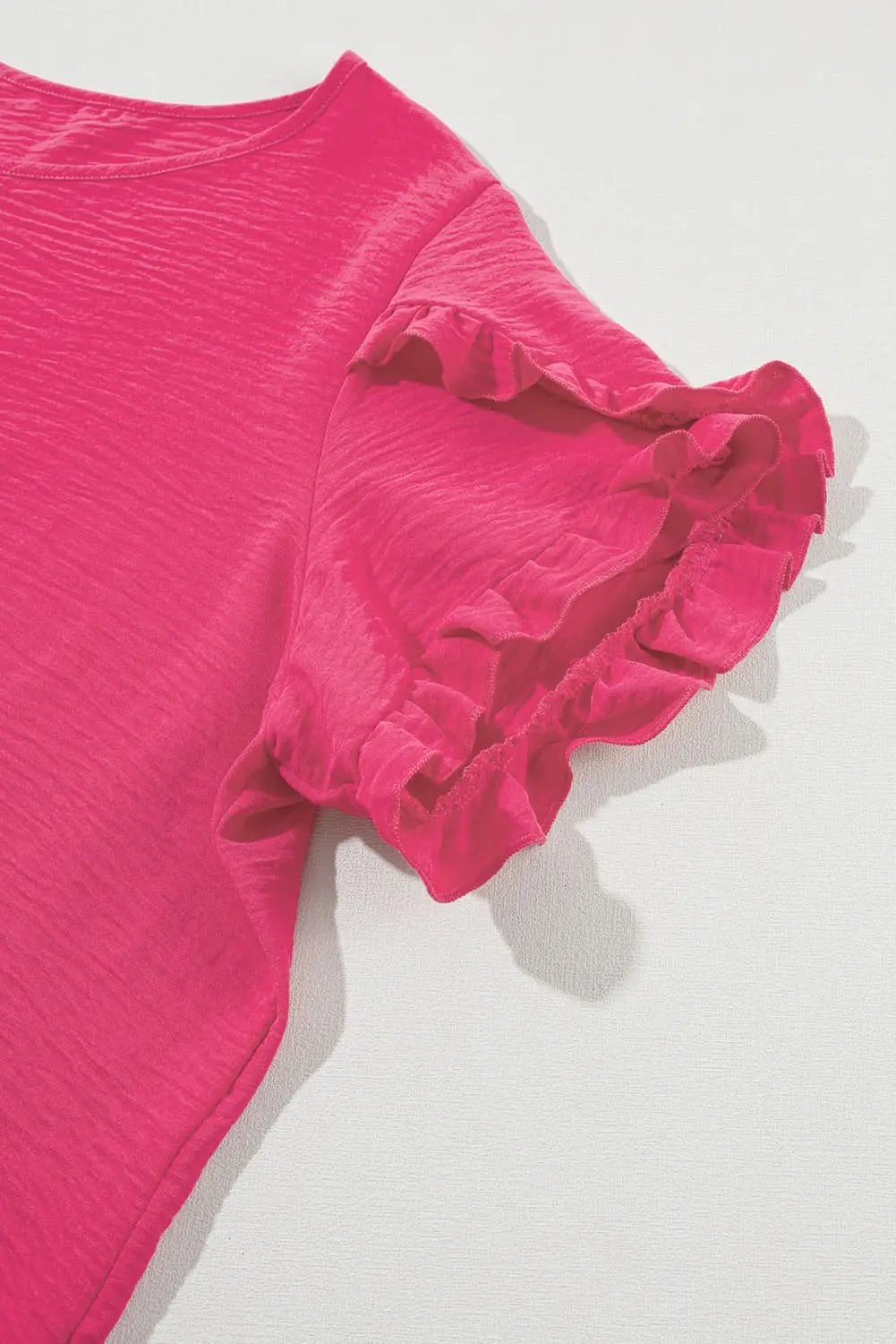 Pants Love Salve Bright Pink Ruffled Short Sleeve Plus Size Top
