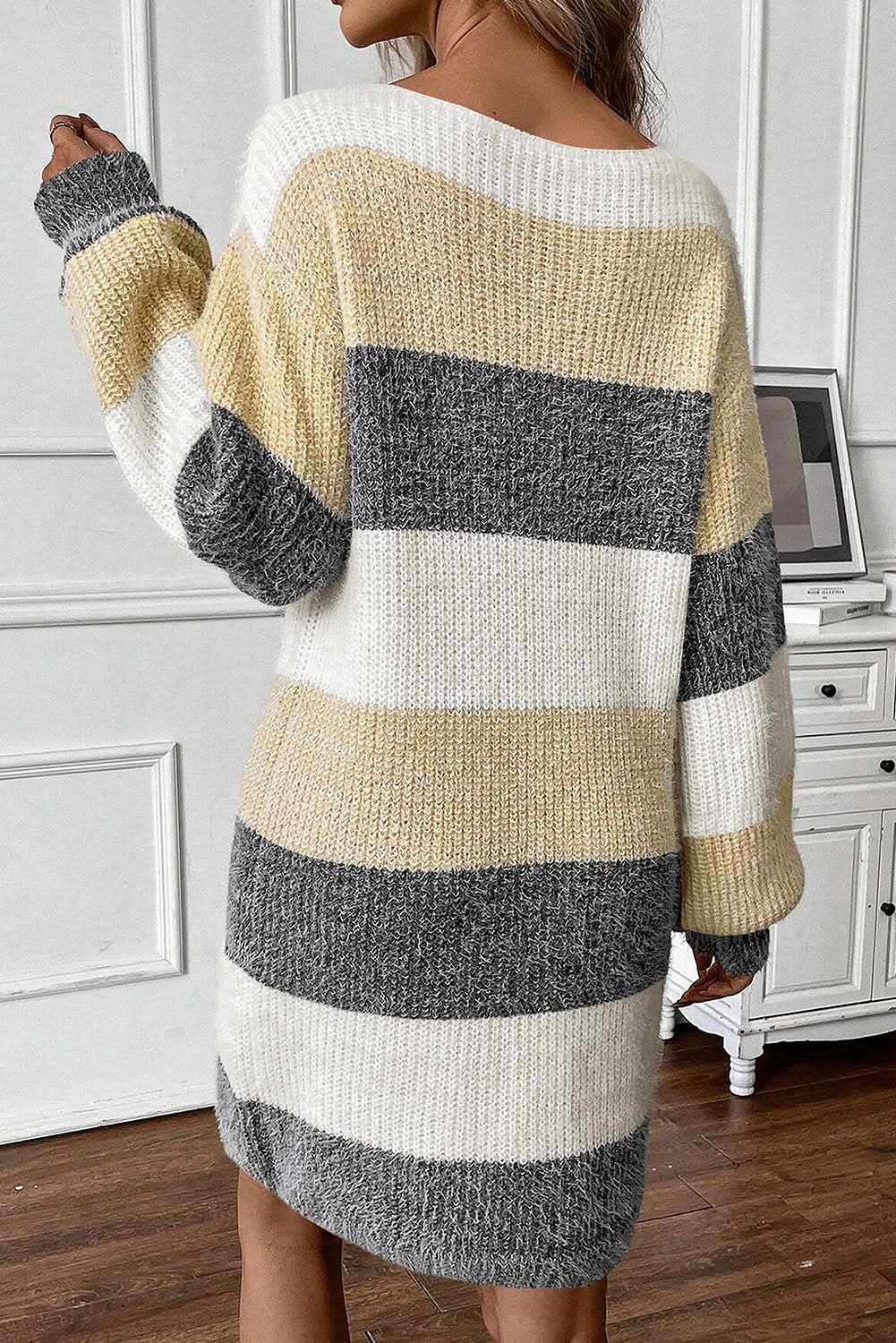 Sweater Dress Colorblock Bubble Sleeve | Love Salve