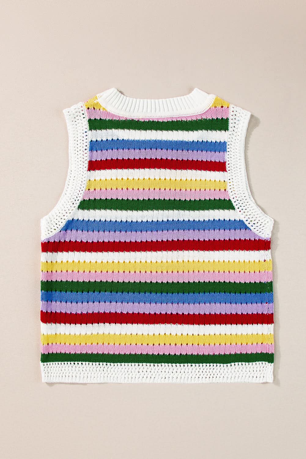 Sweaters Love Salve Vibrant striped knitted vest with eyelet detail