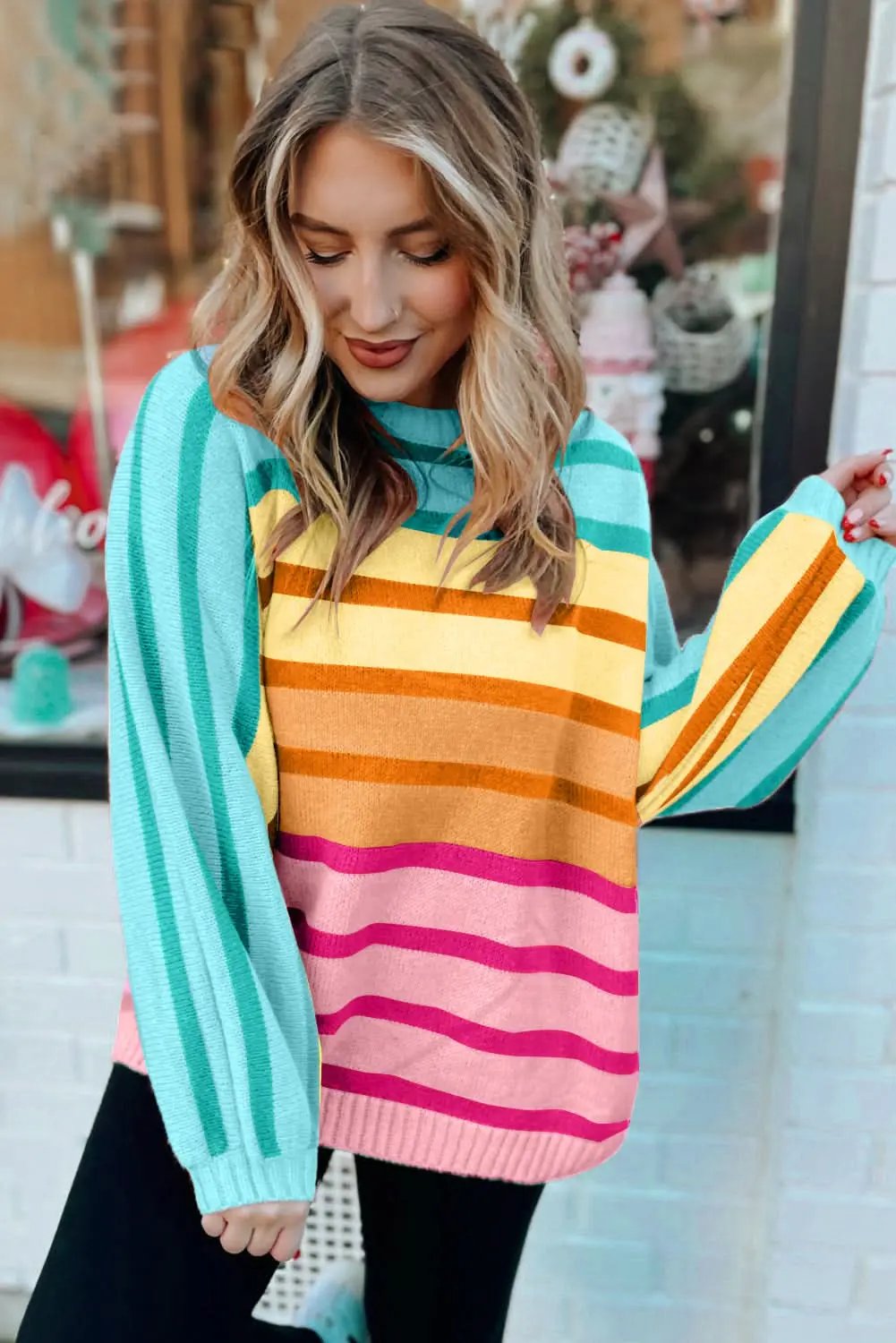 Sweaters Love Salve Loose-fit yellow striped sweater