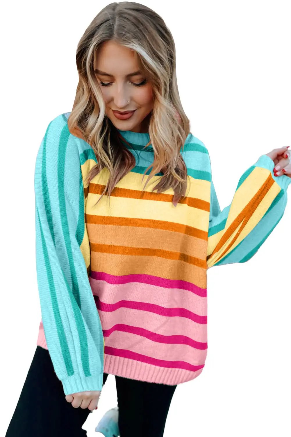 Sweaters Love Salve Loose-fit yellow striped sweater