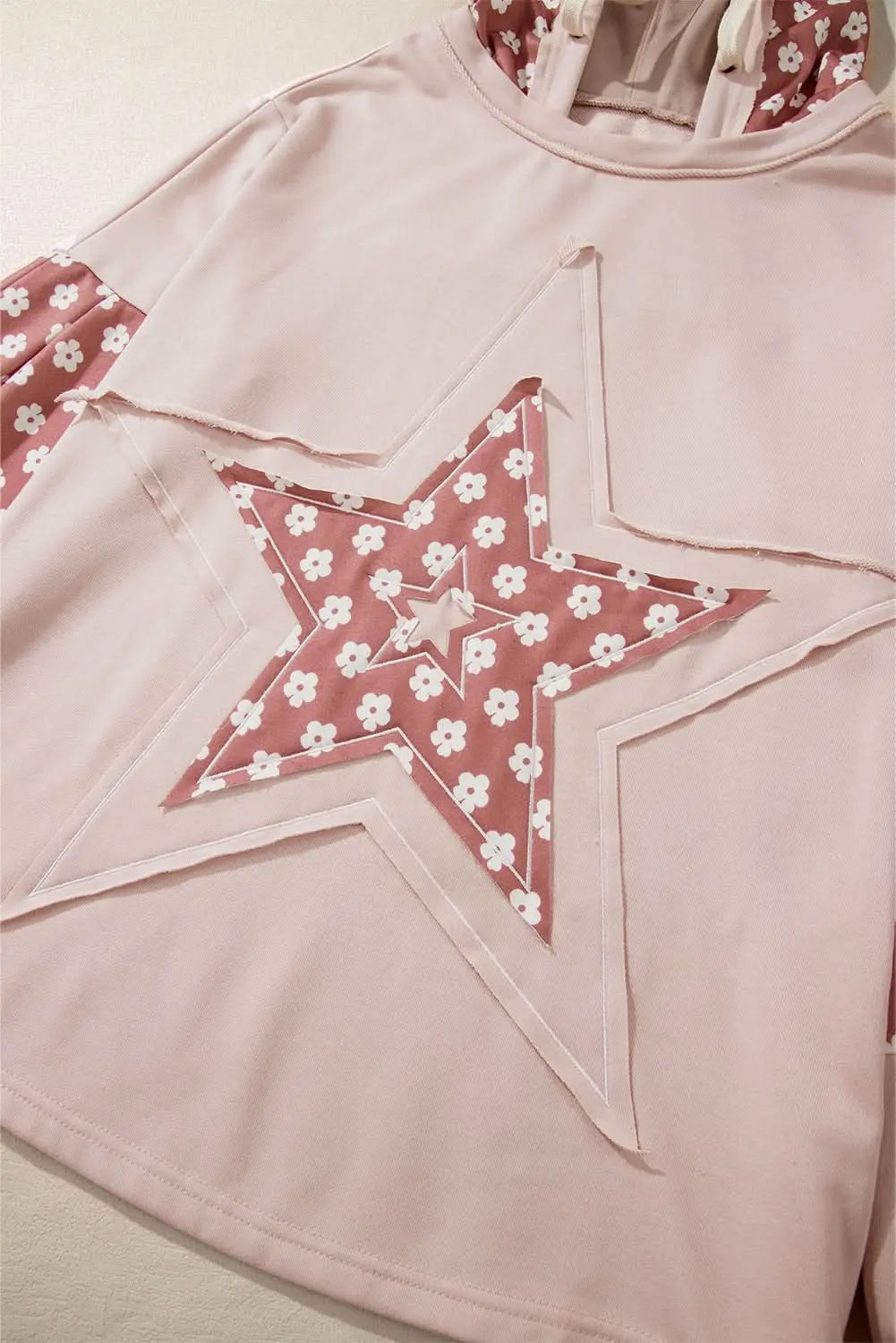 Women's Hoodie - Floral Star Patchwork - Casual Winter Top