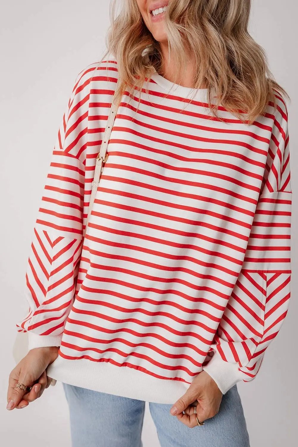 Sweatshirts & Hoodies Love Salve Chic orange stripe oversized sweatshirt