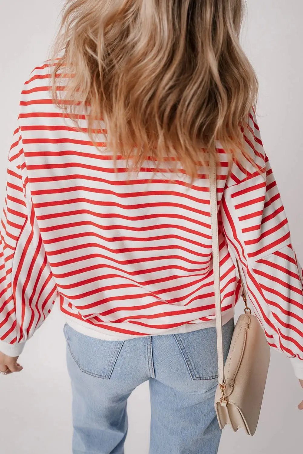 Sweatshirts & Hoodies Love Salve Chic orange stripe oversized sweatshirt