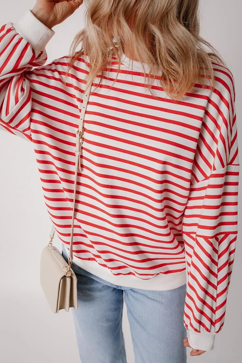 Sweatshirts & Hoodies Love Salve Chic orange stripe oversized sweatshirt