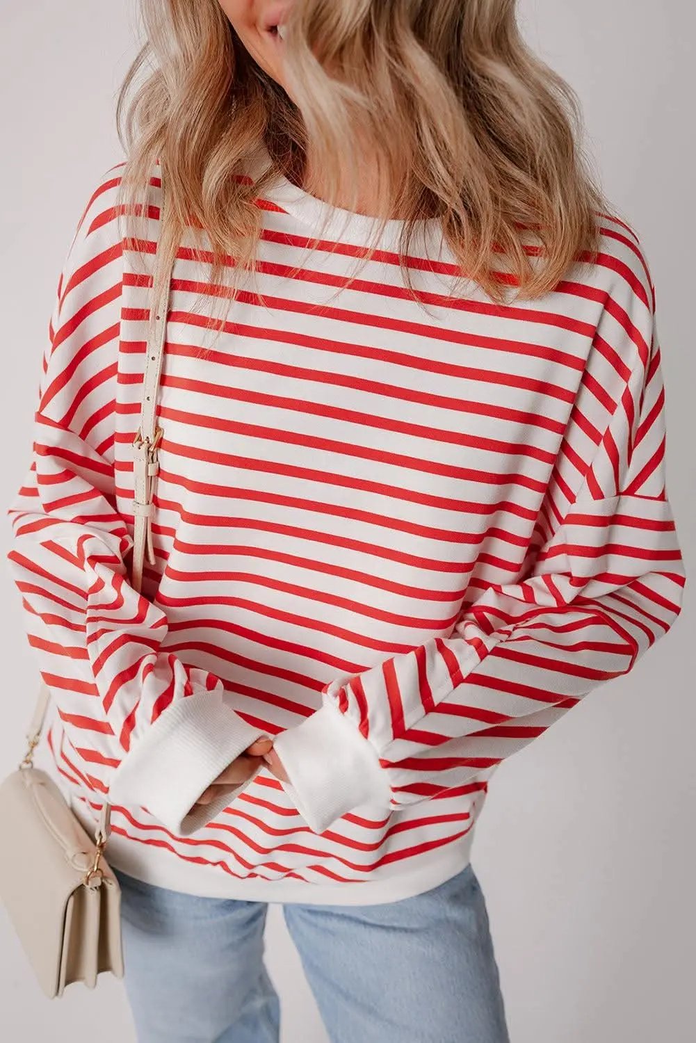 Sweatshirts & Hoodies Love Salve Chic orange stripe oversized sweatshirt