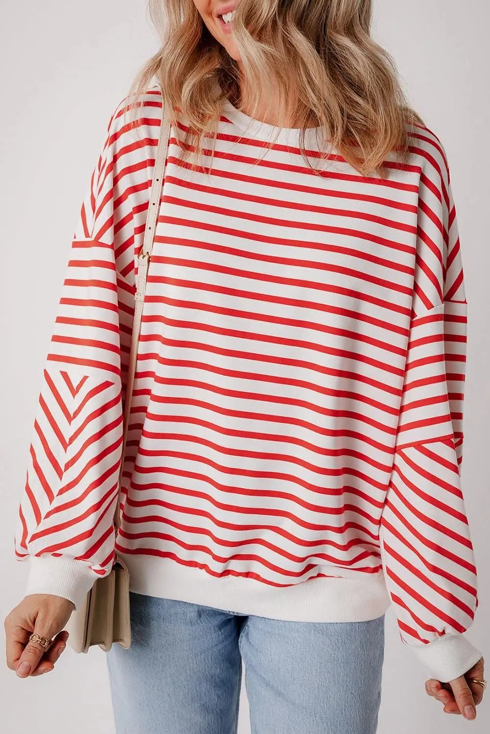 Sweatshirts & Hoodies Love Salve Chic orange stripe oversized sweatshirt