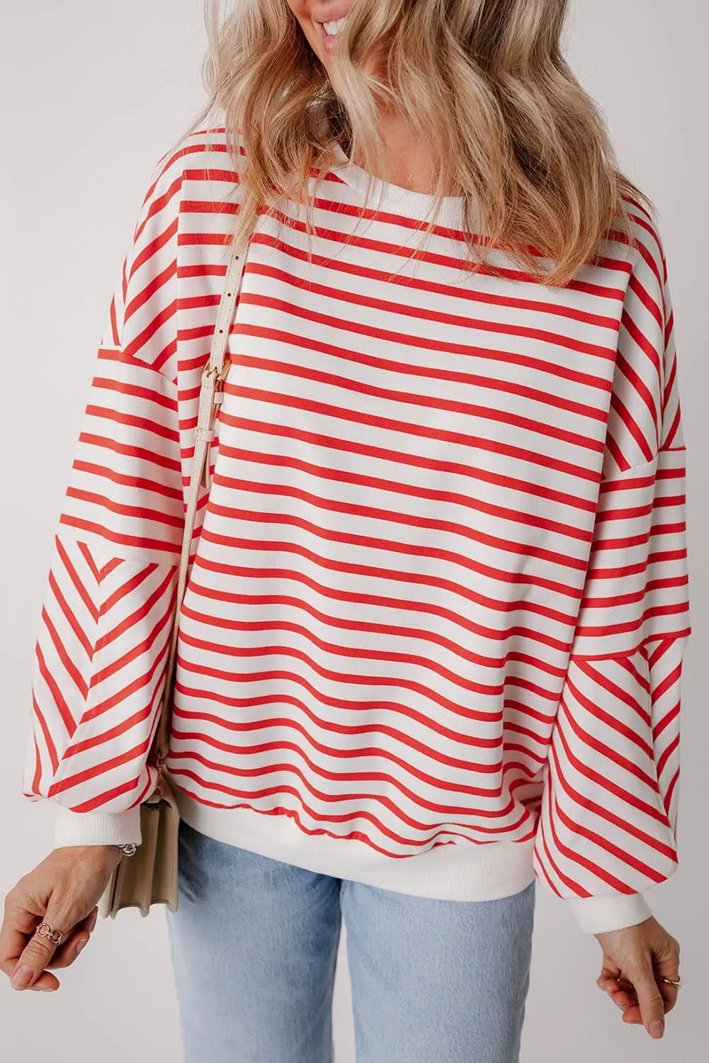 Sweatshirts & Hoodies Love Salve Chic orange stripe oversized sweatshirt