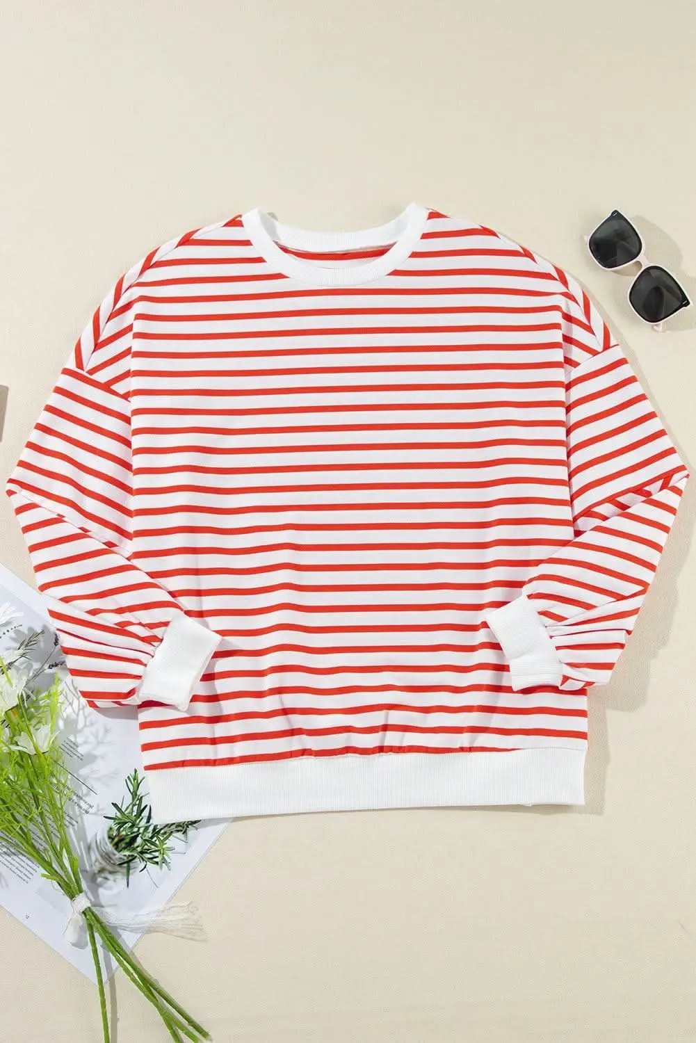 Sweatshirts & Hoodies Love Salve Chic orange stripe oversized sweatshirt