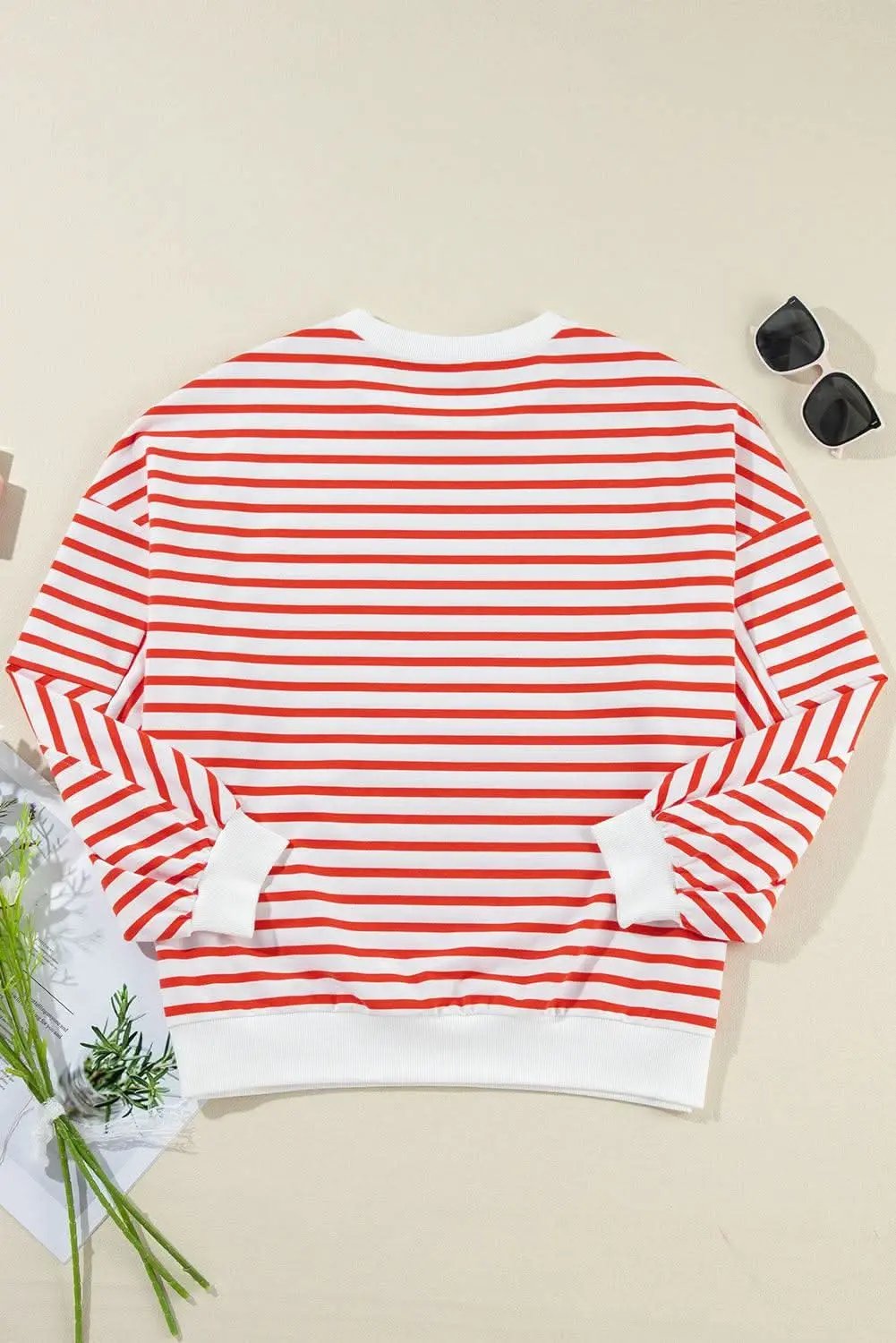 Sweatshirts & Hoodies Love Salve Chic orange stripe oversized sweatshirt