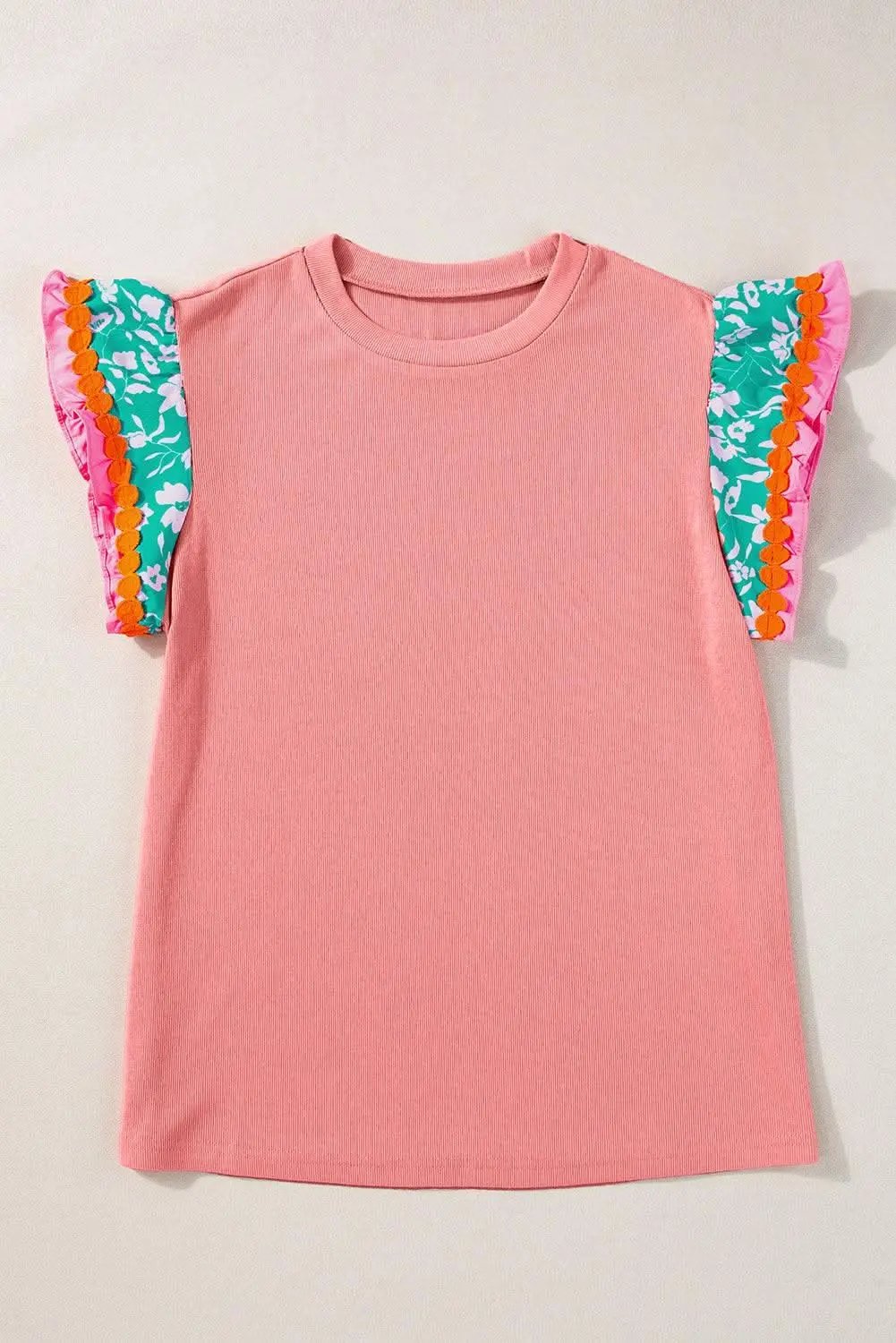 Accessories Love Salve Peach blossom floral top with ricrac